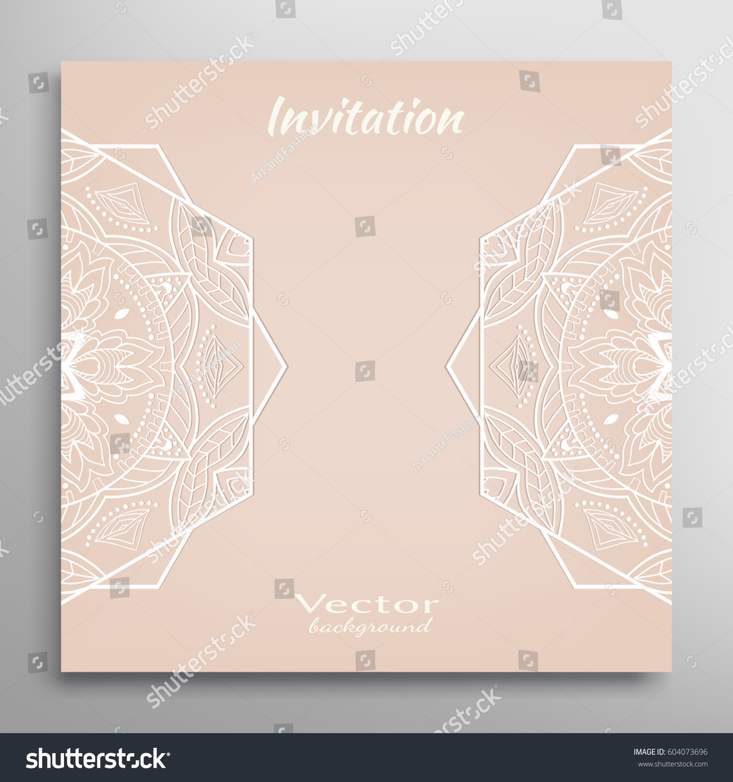 Invitation Card Lace Border Pattern Mandala Stock Vector ...