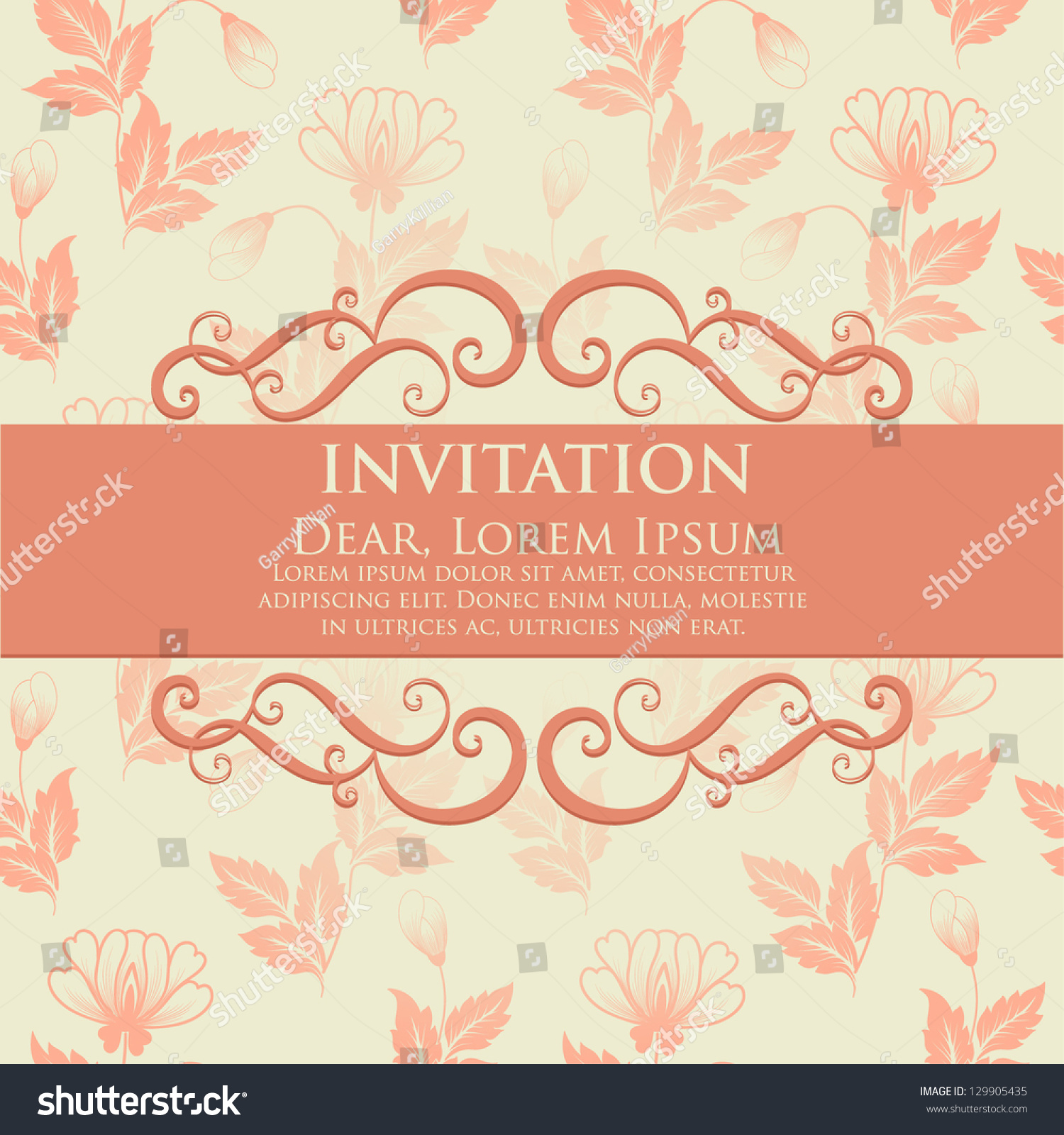 Invitation Or Wedding Card With Flower Background And Elegant Floral ...