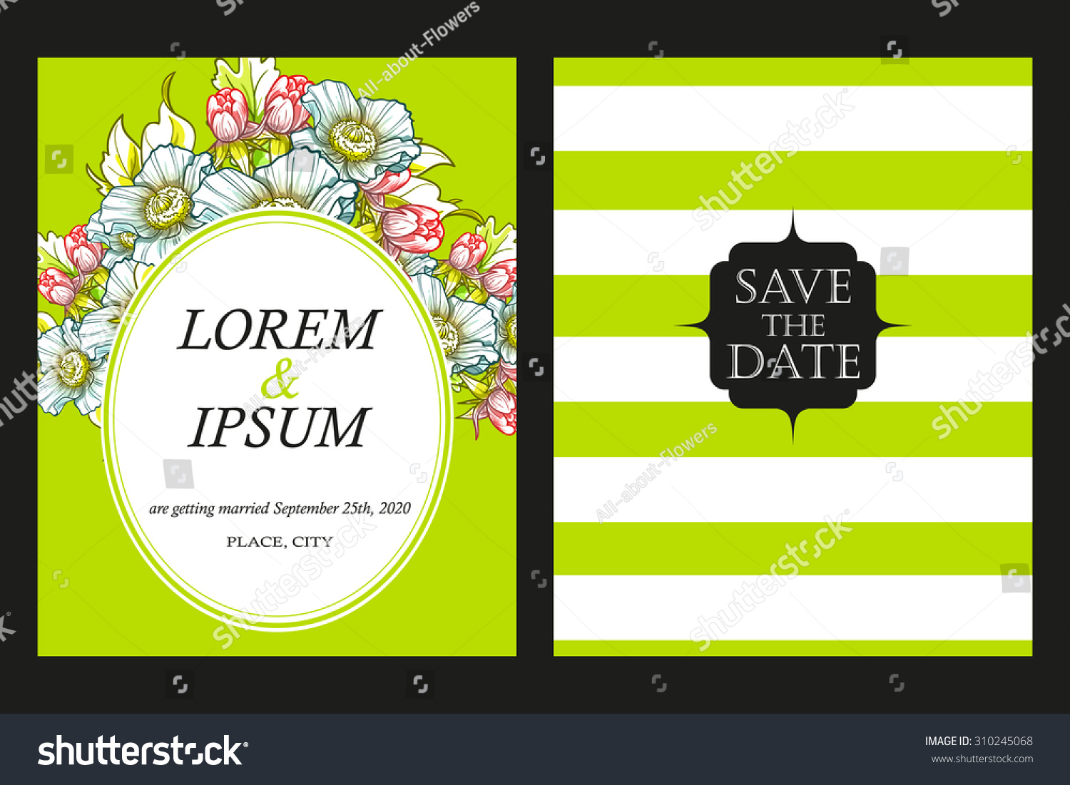 stock vector invitation with floral background 310245068