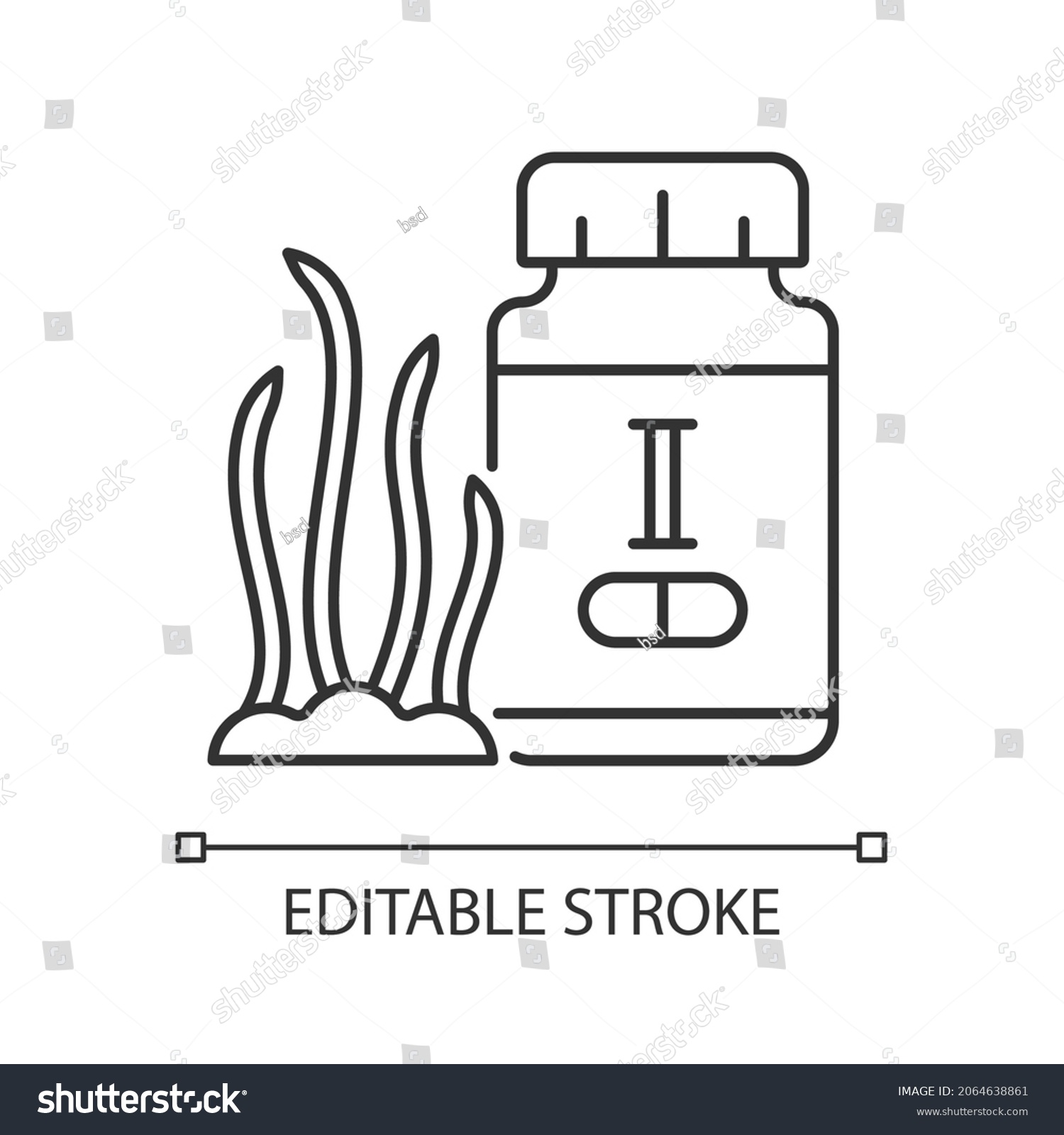 Iodine Supplements Linear Icon Iodine Deficiency Stock Vector (Royalty ...