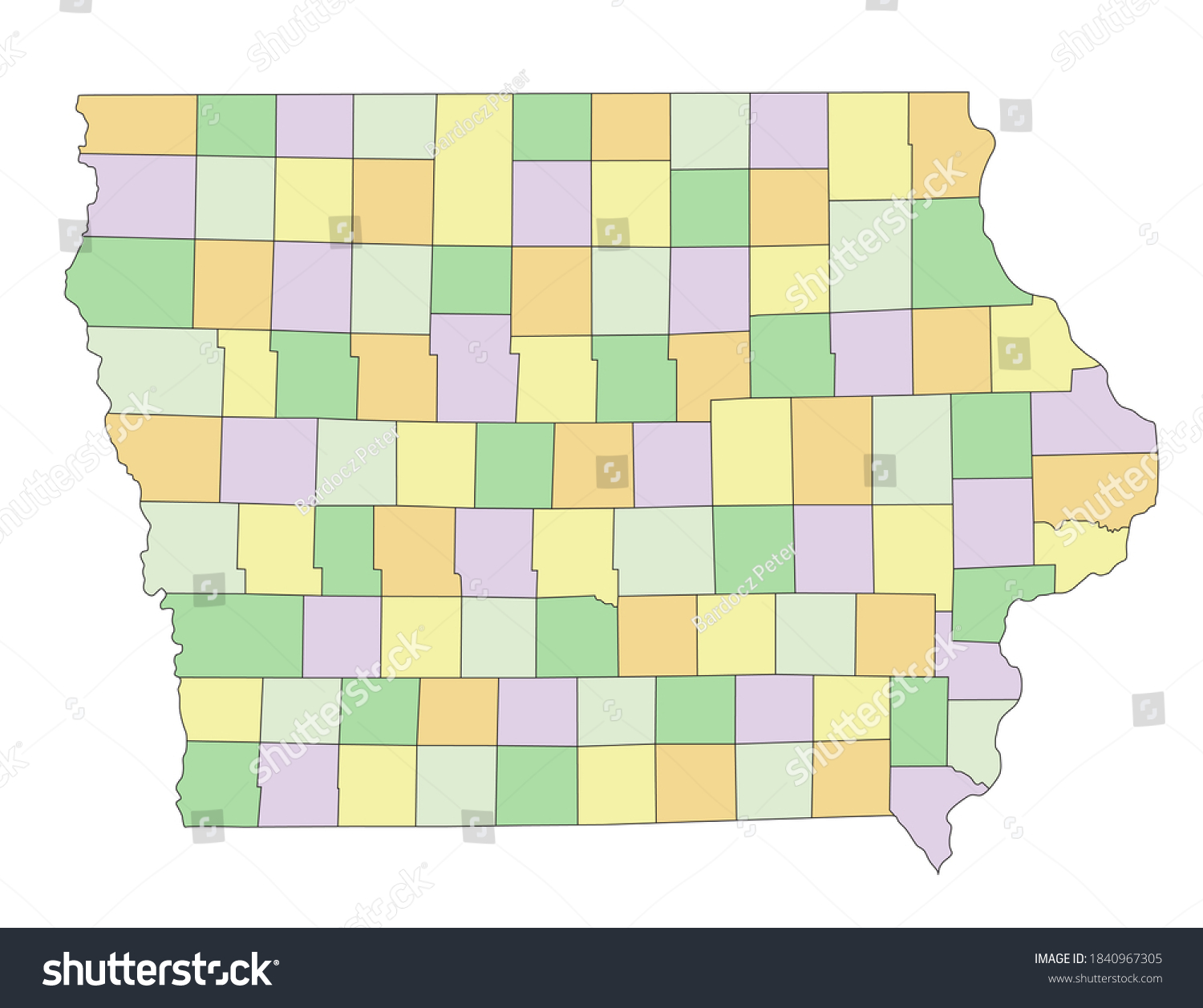 SVG of Iowa - Highly detailed editable political map. svg