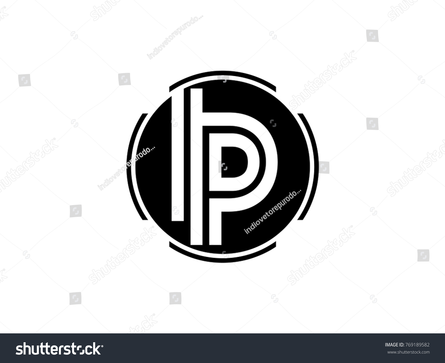 Ip Letter Logo Round Black Stock Vector (Royalty Free) 769189582