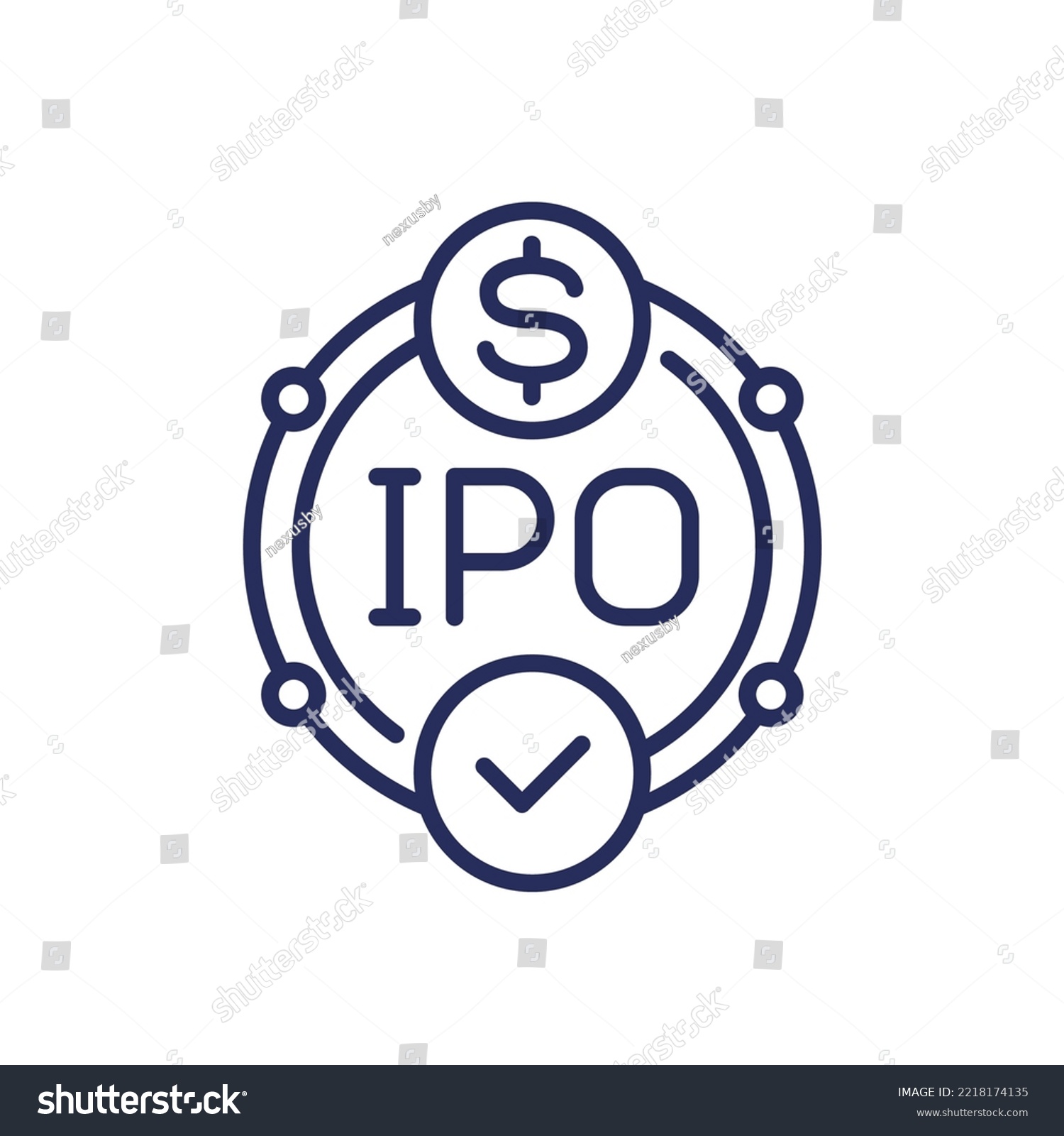 blue ipo logo with dollar sign and check clip art preview