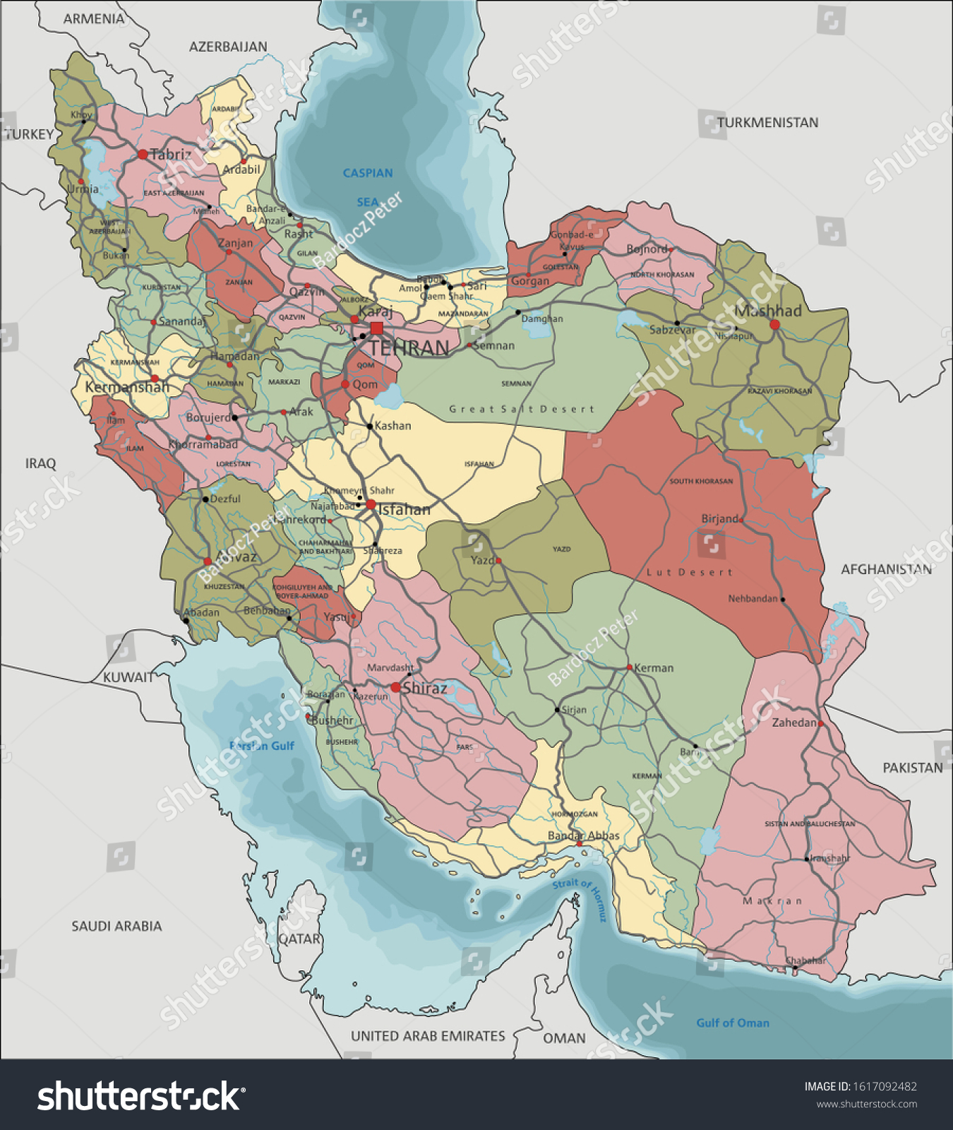 Iran Highly Detailed Political Map Labeling Stock Vector (Royalty Free ...