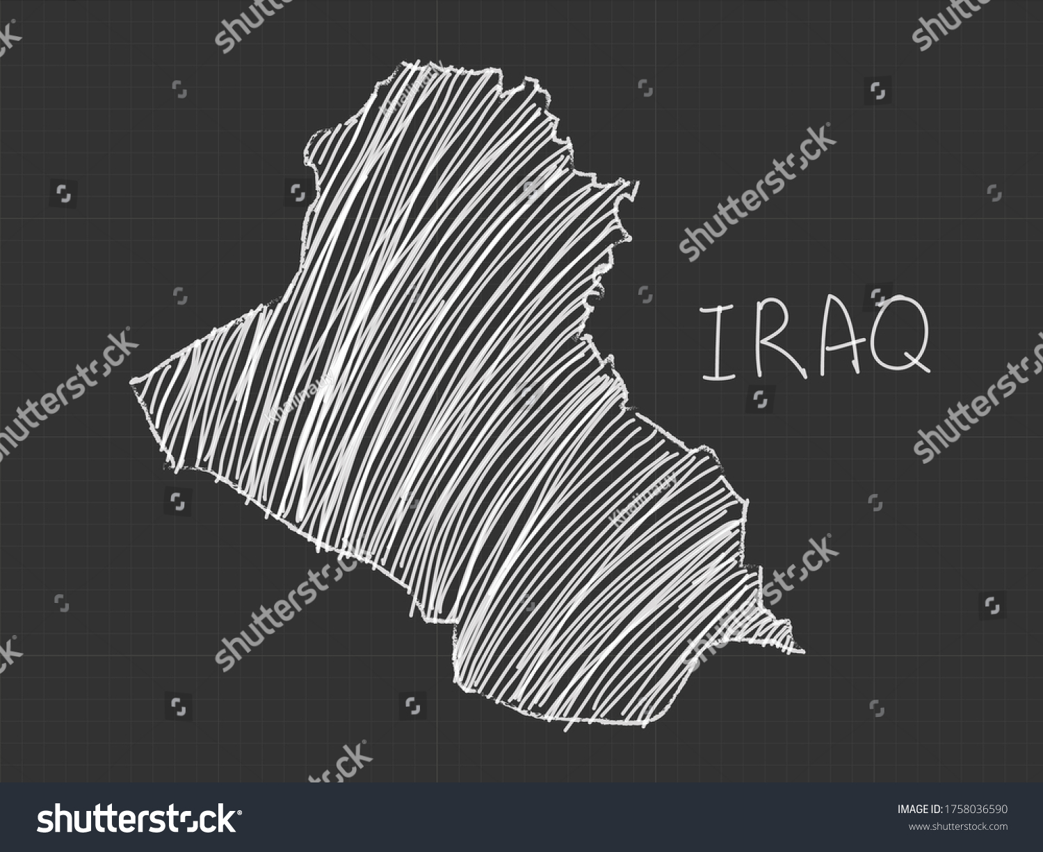 Iraq Map Freehand Sketch On Black เวกเตอรสตอก ปลอดคาลขสทธ Shutterstock