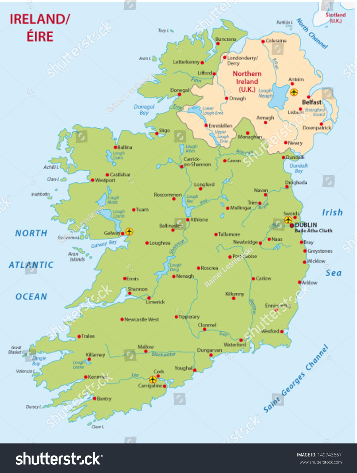 Ireland Map Stock Vector Illustration 149743667 : Shutterstock