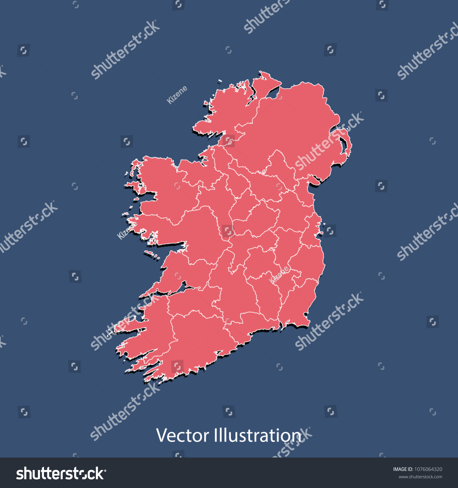 Ireland Map High Detailed Color Map Stock Vector (Royalty Free