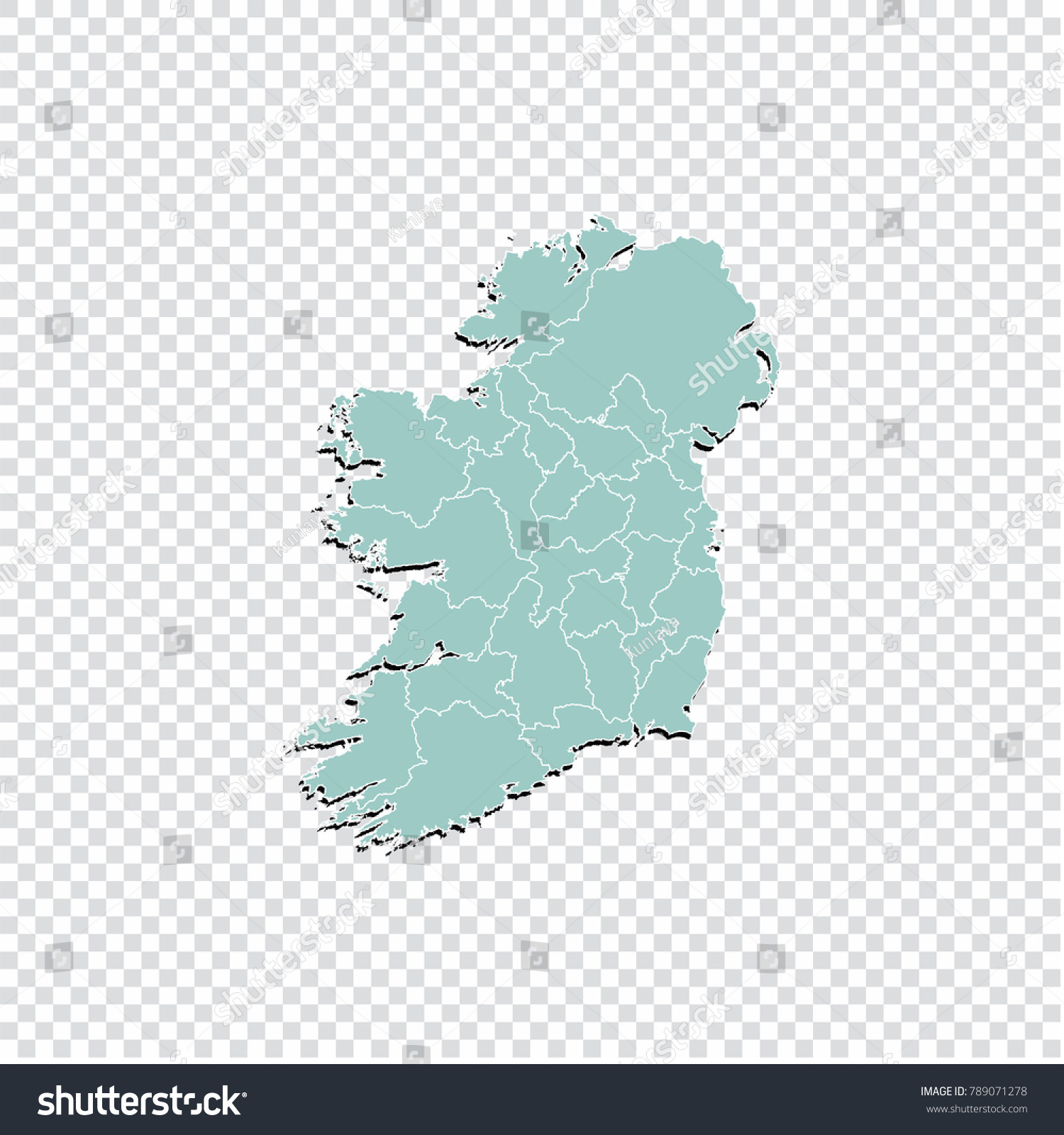 Ireland Map High Detailed Pastel Color Stock Vector (Royalty Free