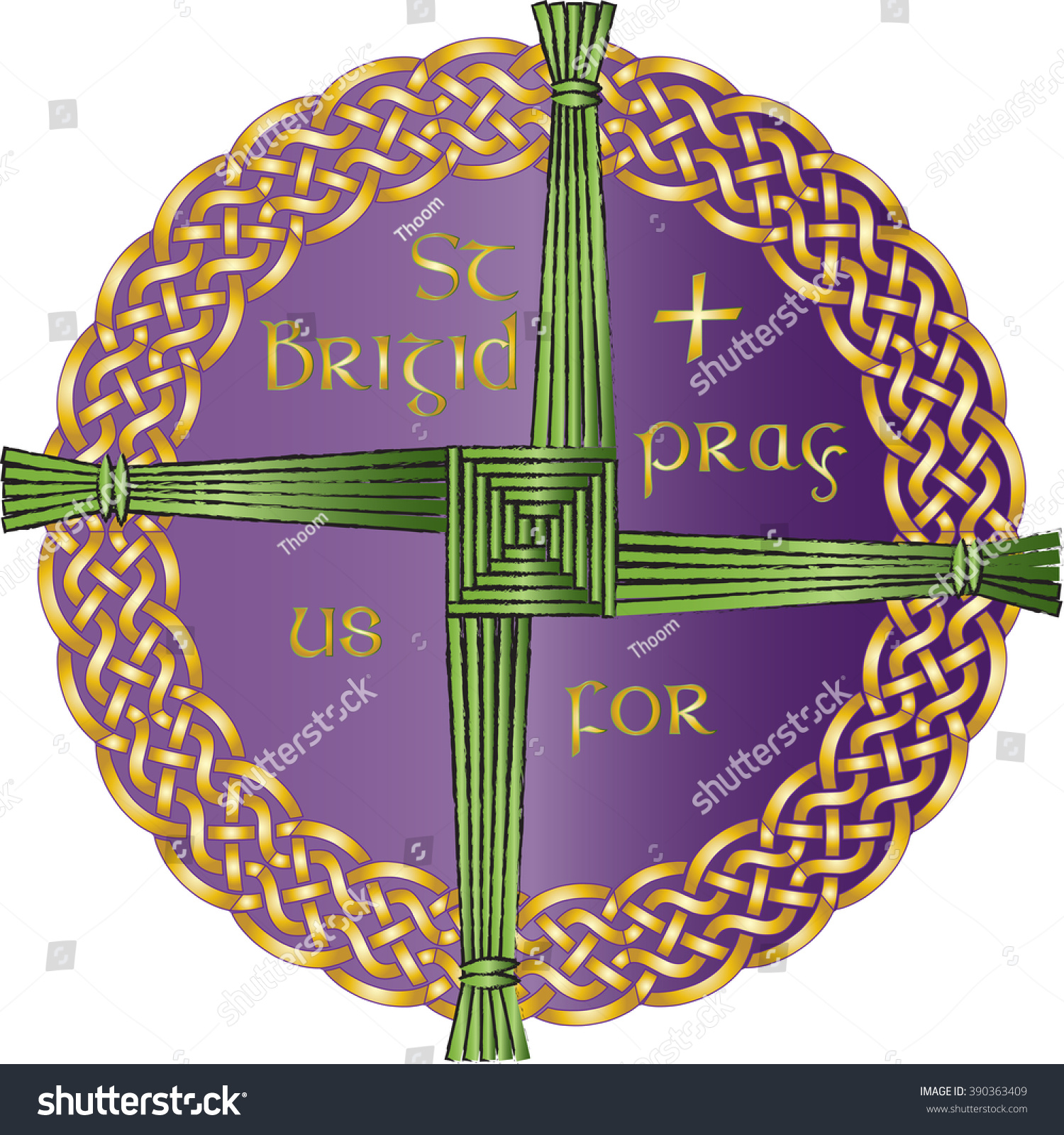 SVG of Irish celtic knot ornament with the cross of St Brigid, believed to protect against evil and fire. Color vector illustration. svg