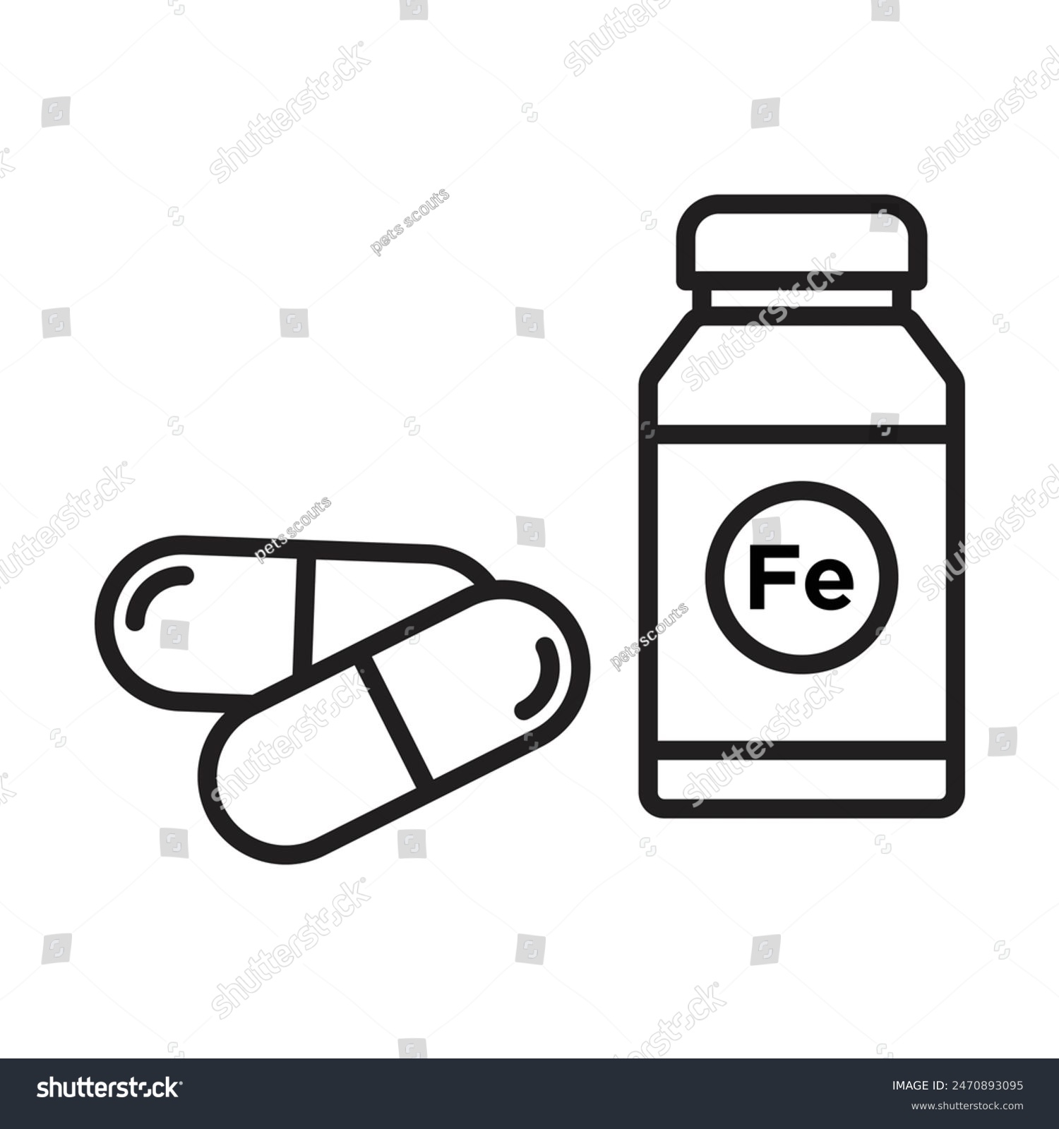 black line art pills and bottle clip art preview