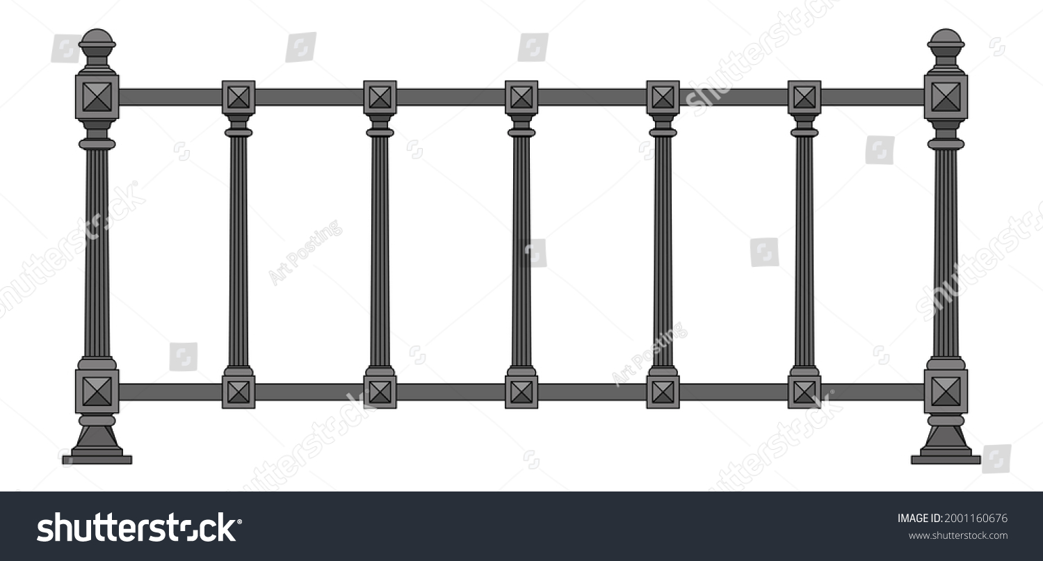 Iron Railings Metal Work Balcony Handrails Stock Vector (Royalty Free ...