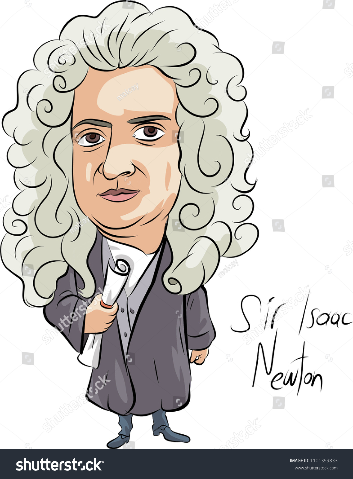 Isaac Newton British Physicist Mathematician Astronomer เวกเตอร์สต็อก ปลอดค่าลิขสิทธิ์ 2353