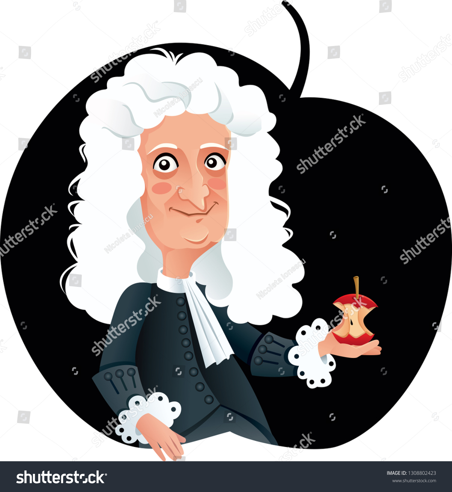 Isaac Newton Vector Caricature Funny Cartoon Stock Vector Royalty Free 1308802423 Shutterstock 3980
