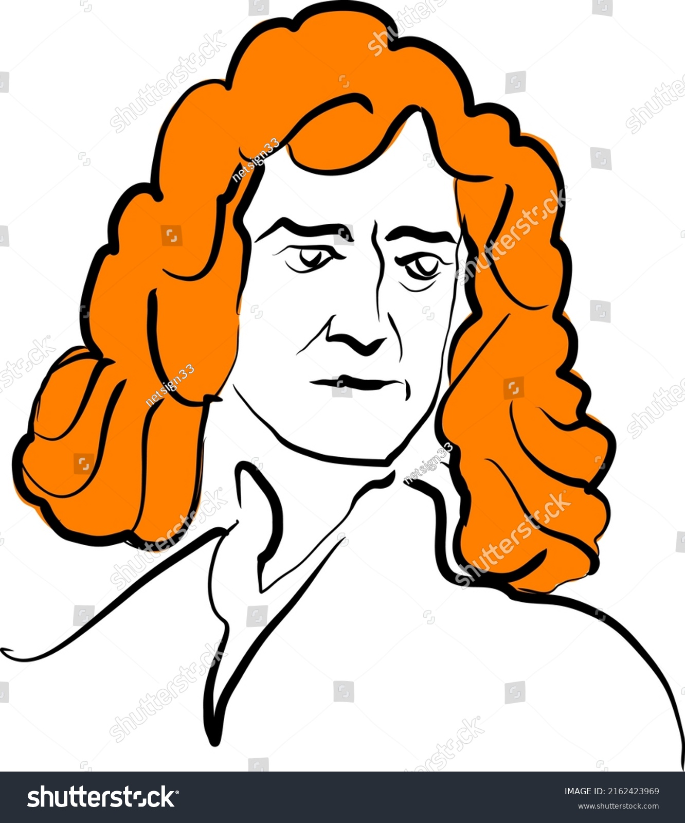 Isaac Newton Vector Drawing Surface Hair Stock Vector Royalty Free 2162423969 Shutterstock 0879