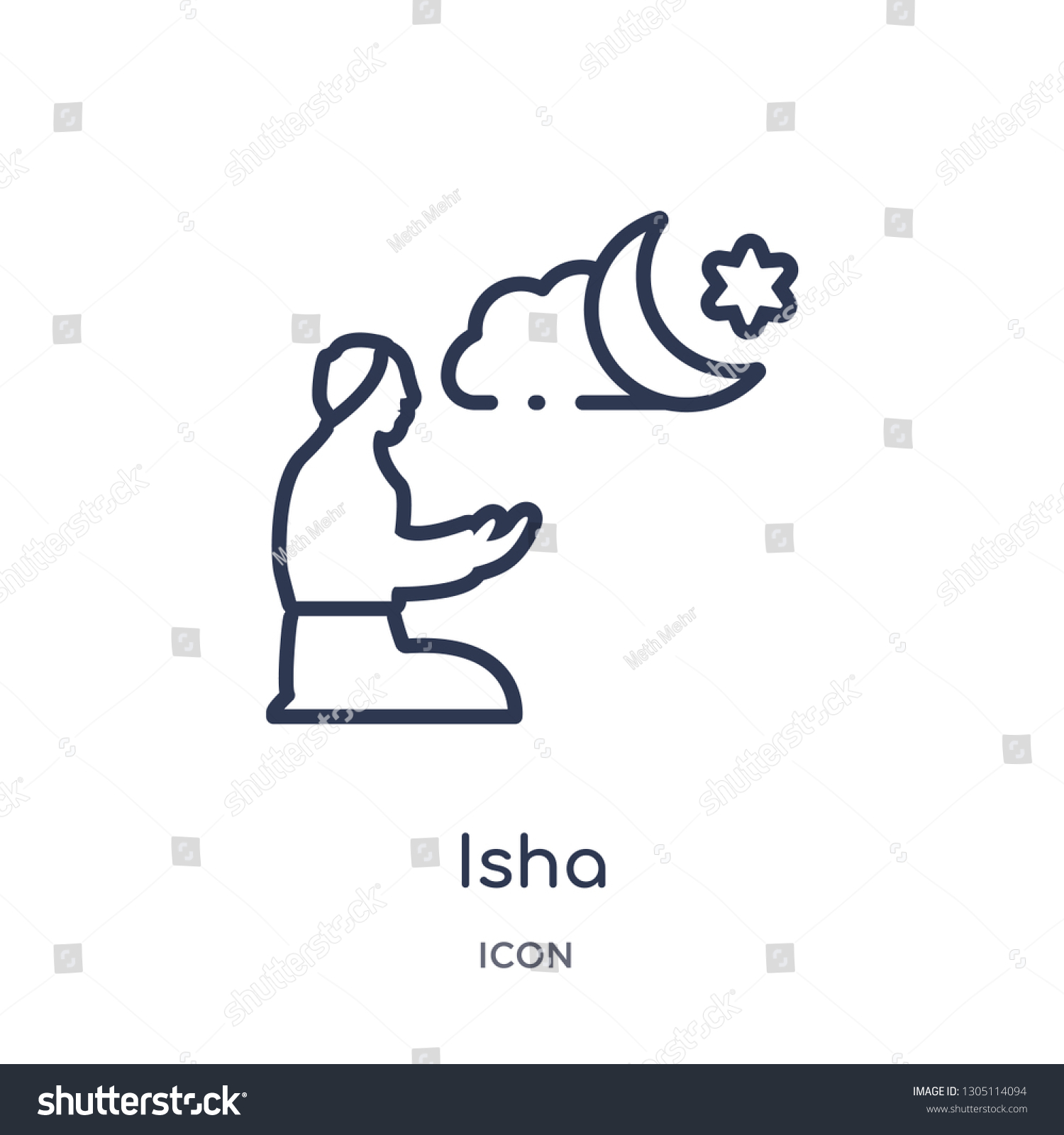 SVG of isha icon from religion outline collection. Thin line isha icon isolated on white background. svg