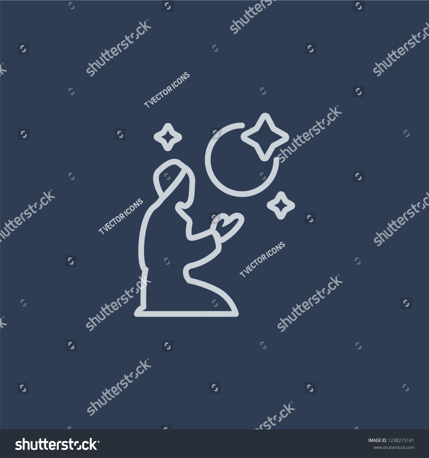 SVG of Isha icon. Trendy flat vector line Isha icon on dark blue background from Religion  collection.  svg