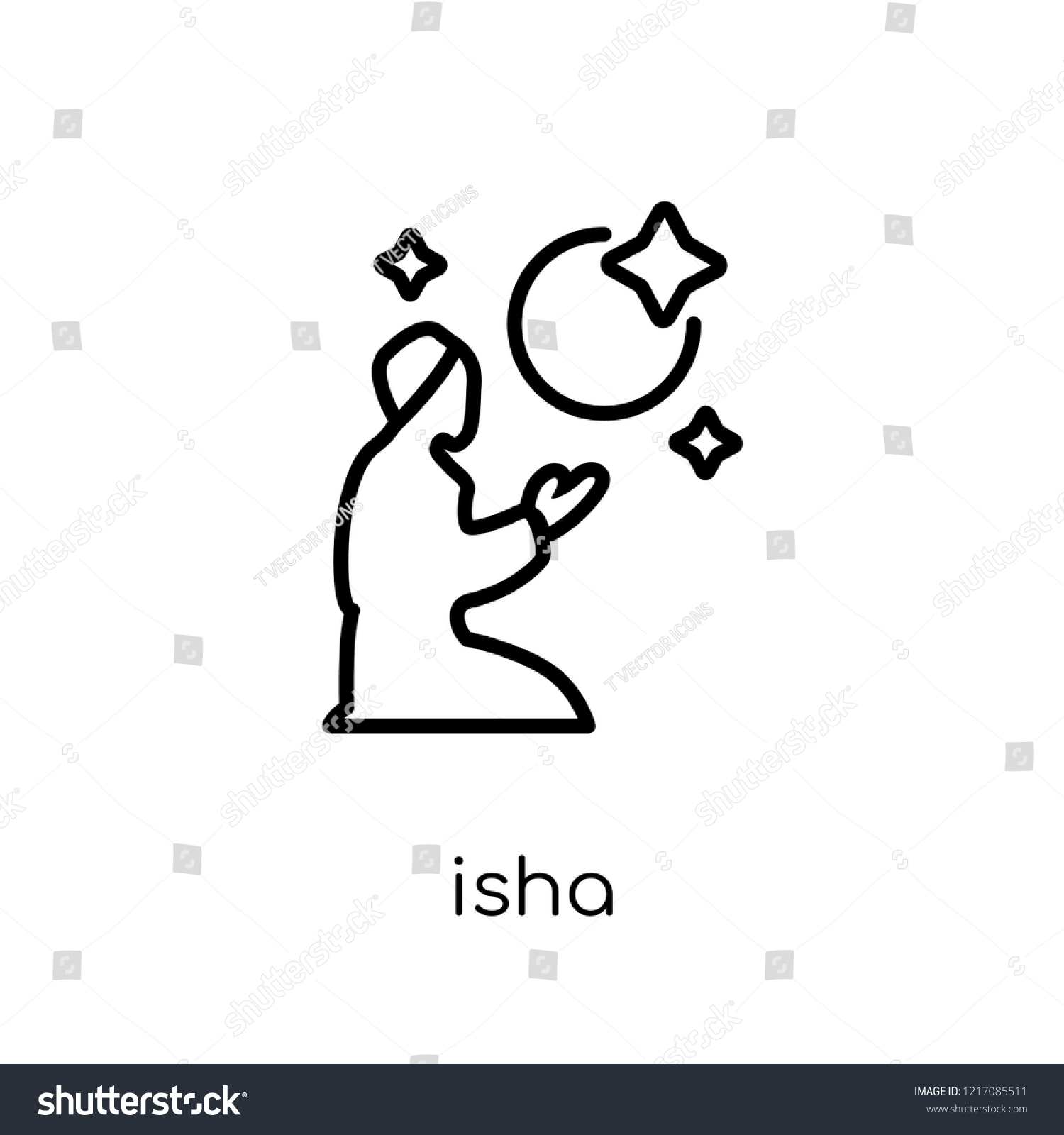 SVG of Isha icon. Trendy modern flat linear vector Isha icon on white background from thin line Religion collection, editable outline stroke vector illustration svg
