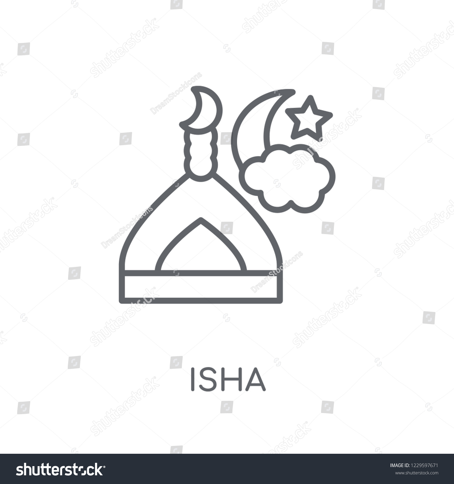 SVG of Isha linear icon. Modern outline Isha logo concept on white background from Religion-2 collection. Suitable for use on web apps, mobile apps and print media. svg