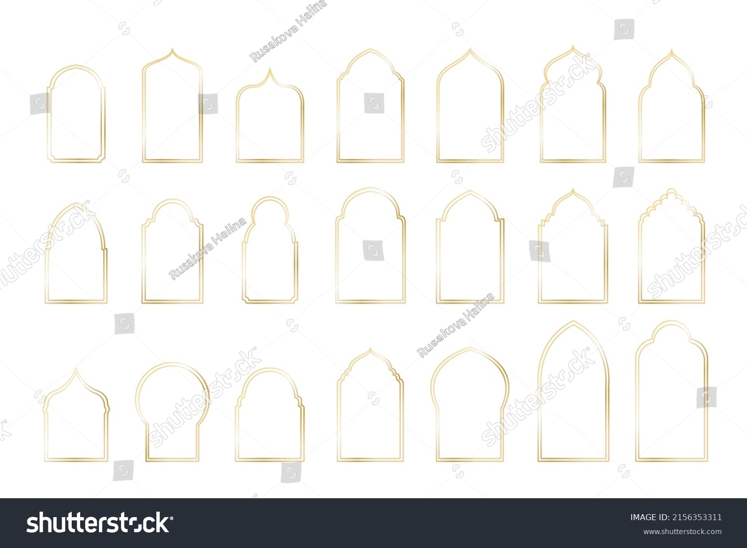 Islamic Arabic Arch Window Door Geometric Stock Vector (Royalty Free ...