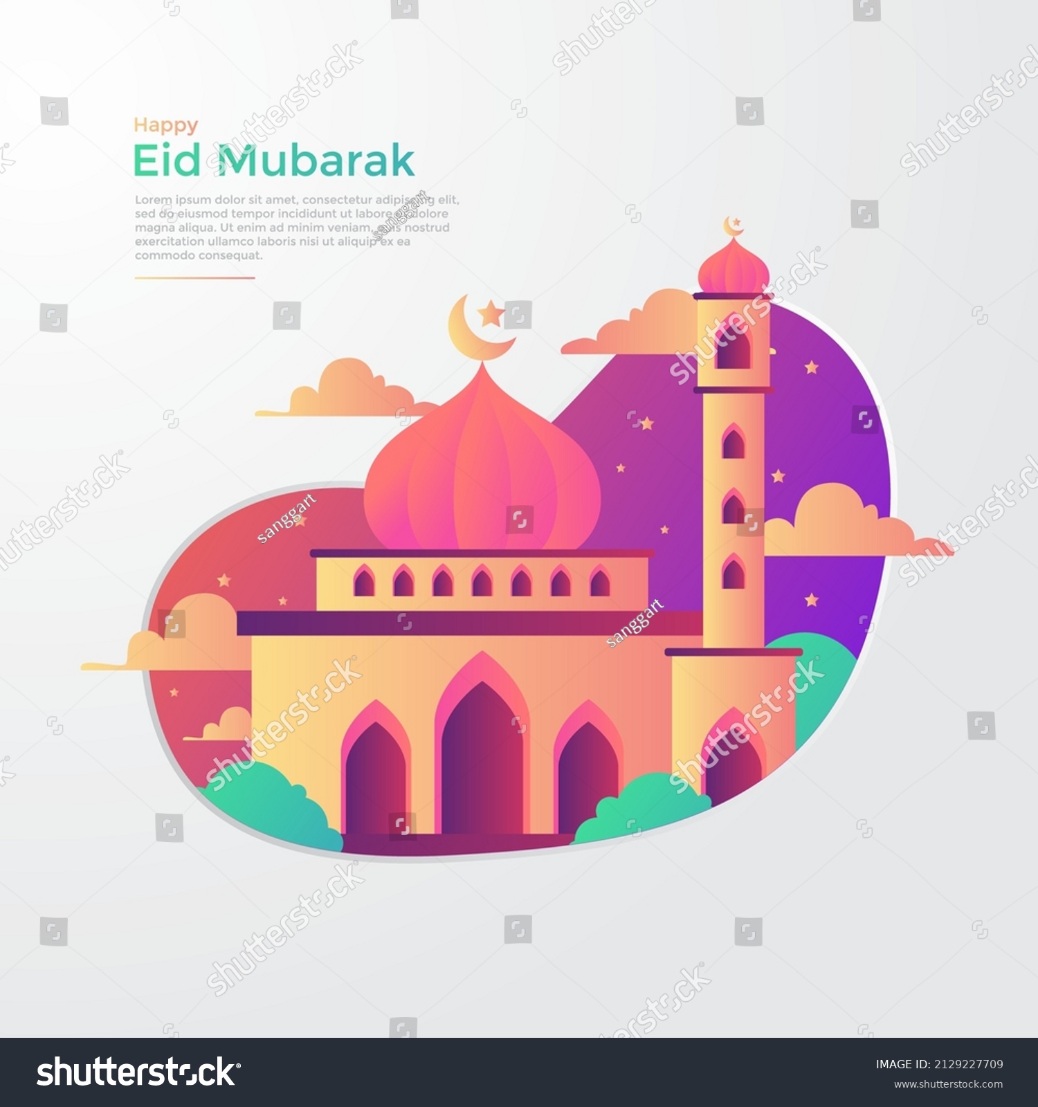 Islamic Background Gradient Mosque Illustration Stock Vector (Royalty ...