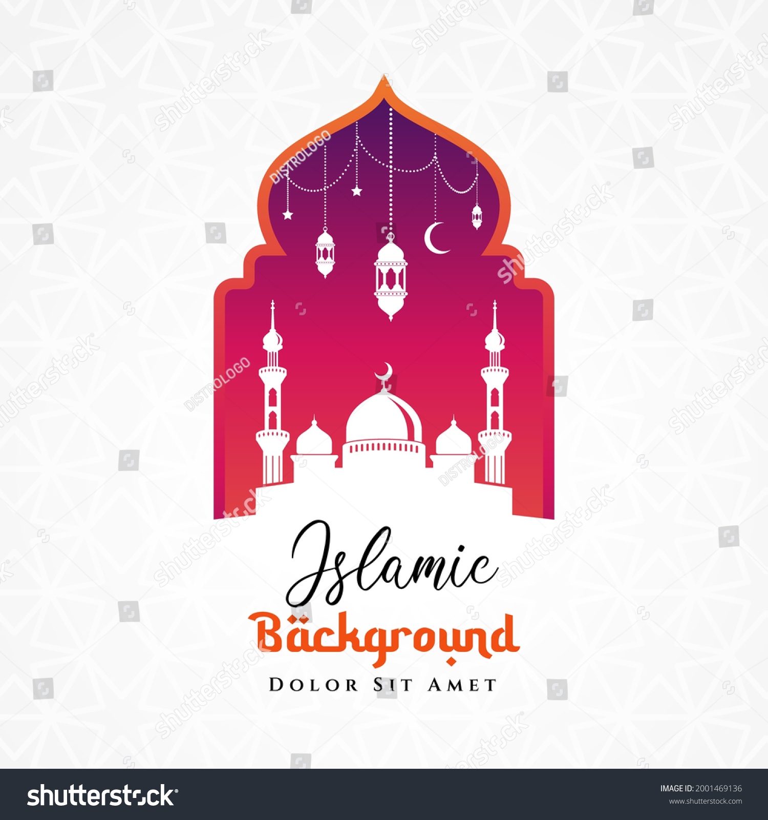 Islamic Greetings Card Background Design Happy Stock Vector (Royalty ...