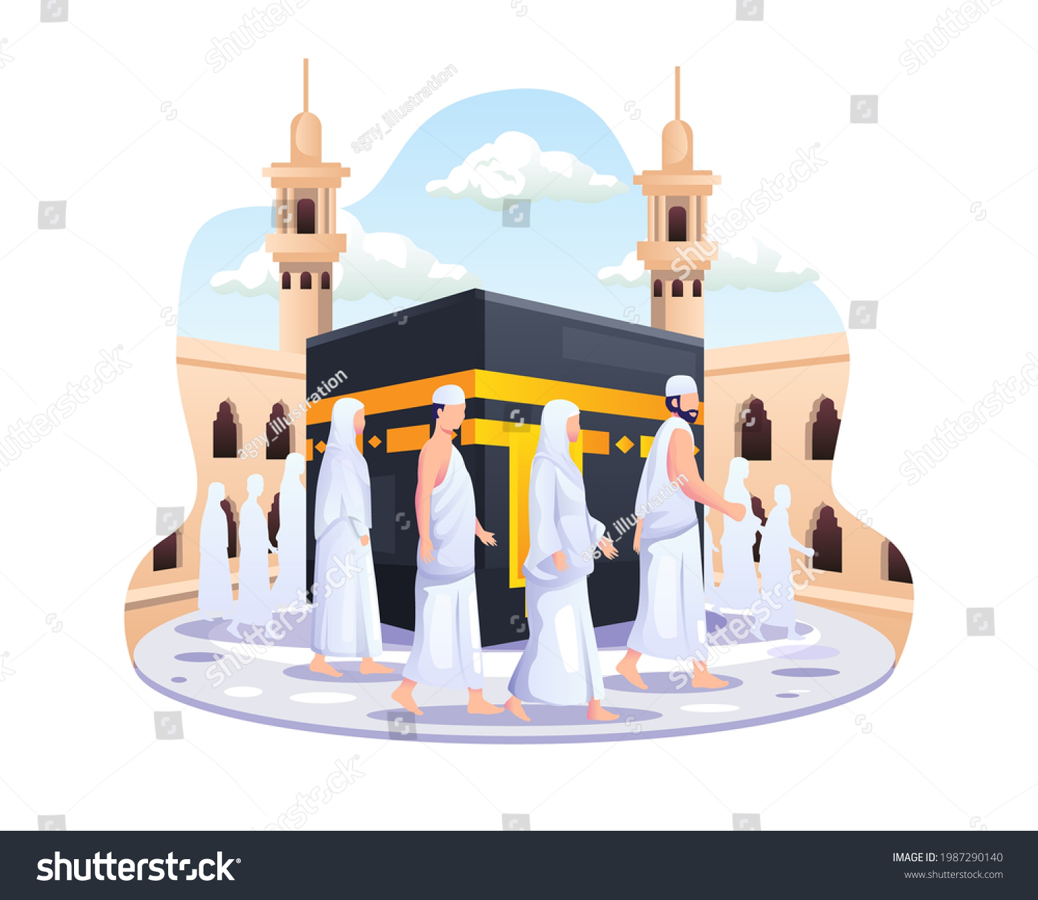 1 141 Tawaf Vector Images Stock Photos Vectors Shutterstock