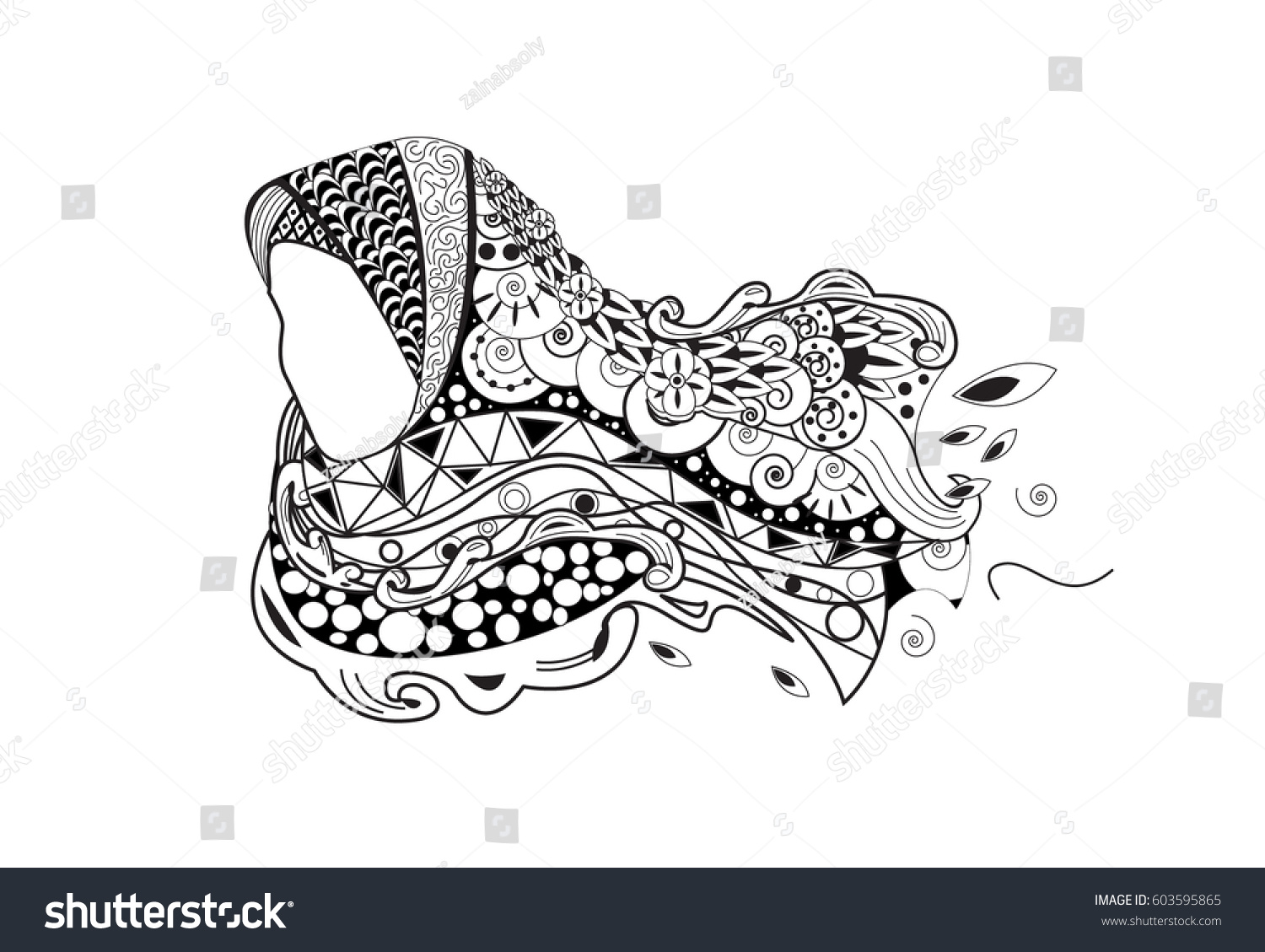 Islamic Hijab Black White Doodle Stock Vector Royalty Free