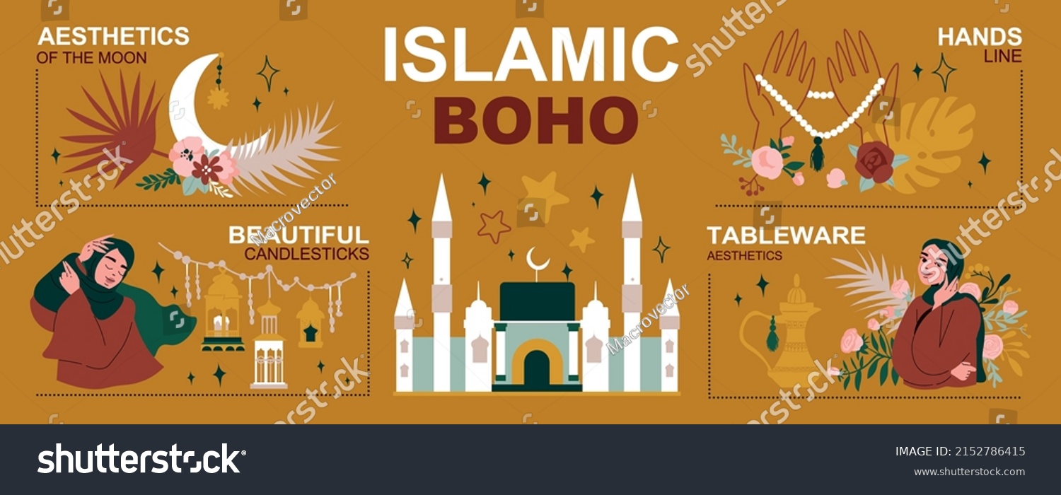 Islamic Infographic Flat Set Candlesticks Tableware Stock Vector ...