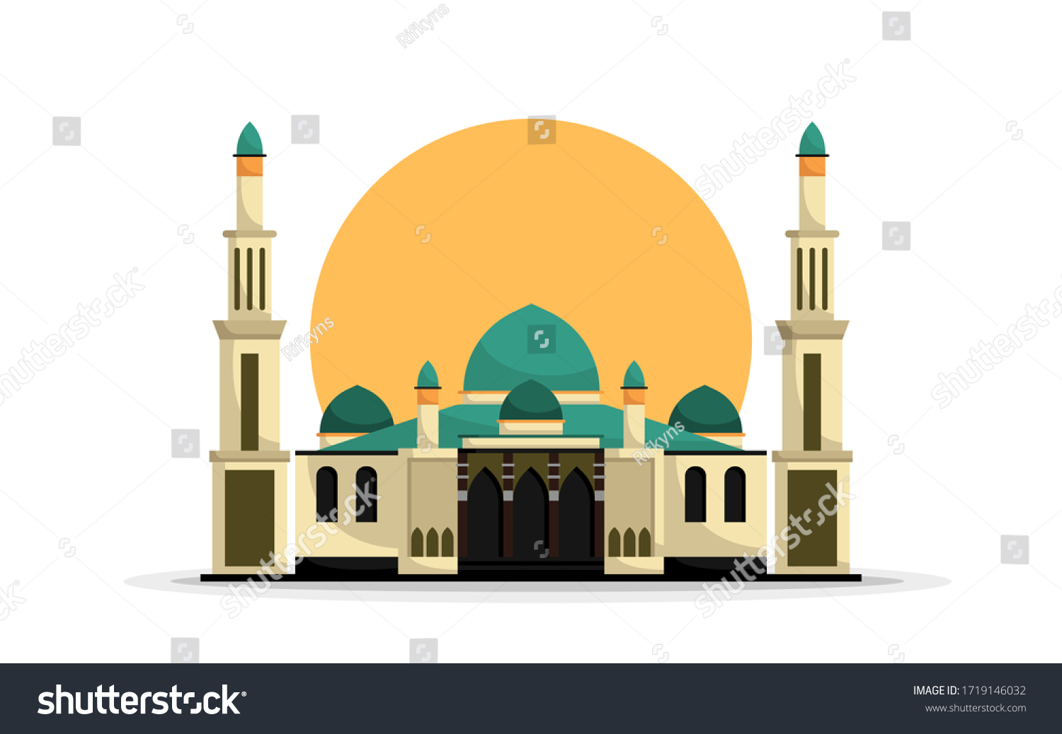 Islamic Mosque Building Modern Flat Style Stock Vector (Royalty Free ...