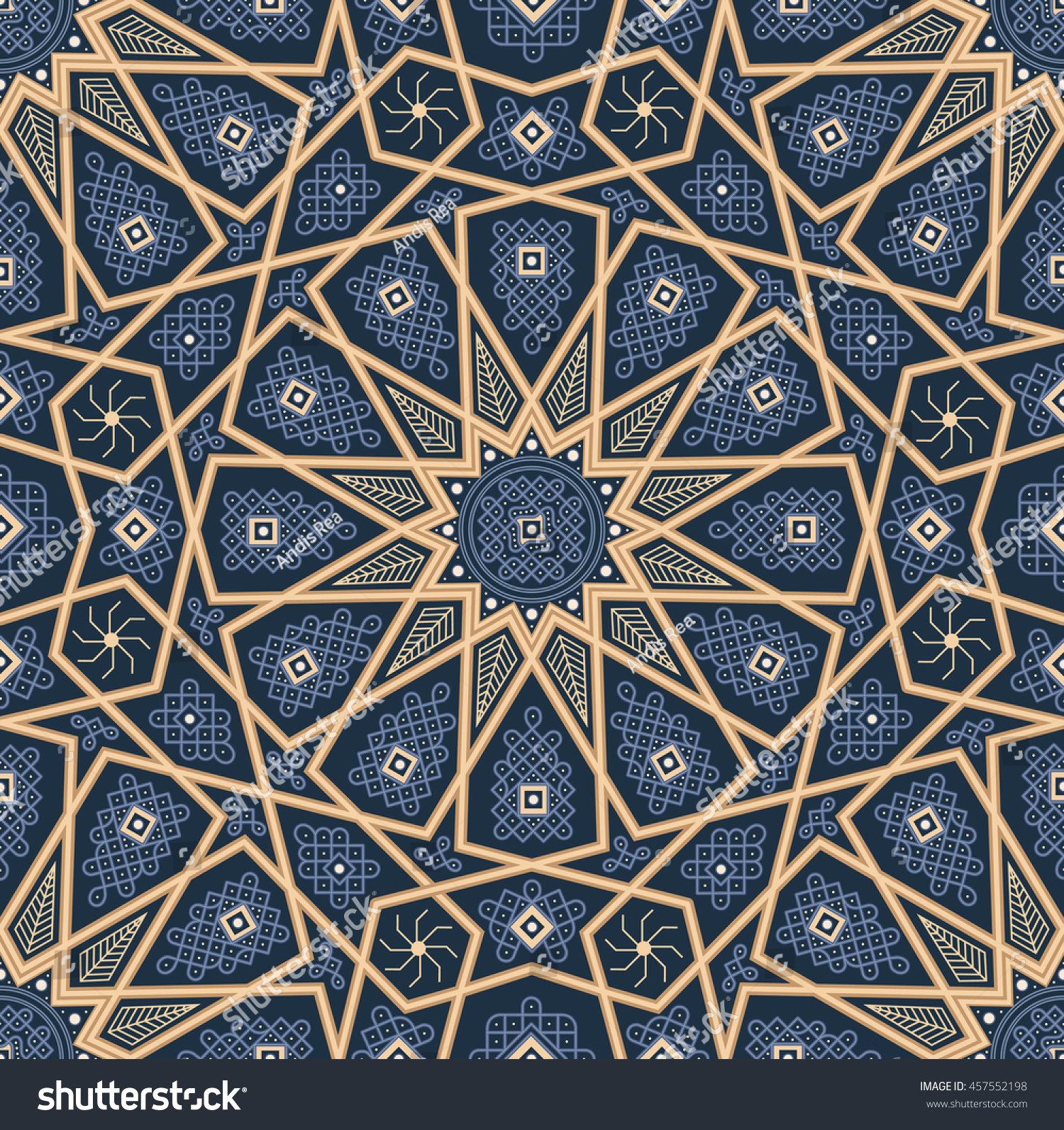  Islamic  Seamless Oriental Vintage Pattern Abstract Stock 