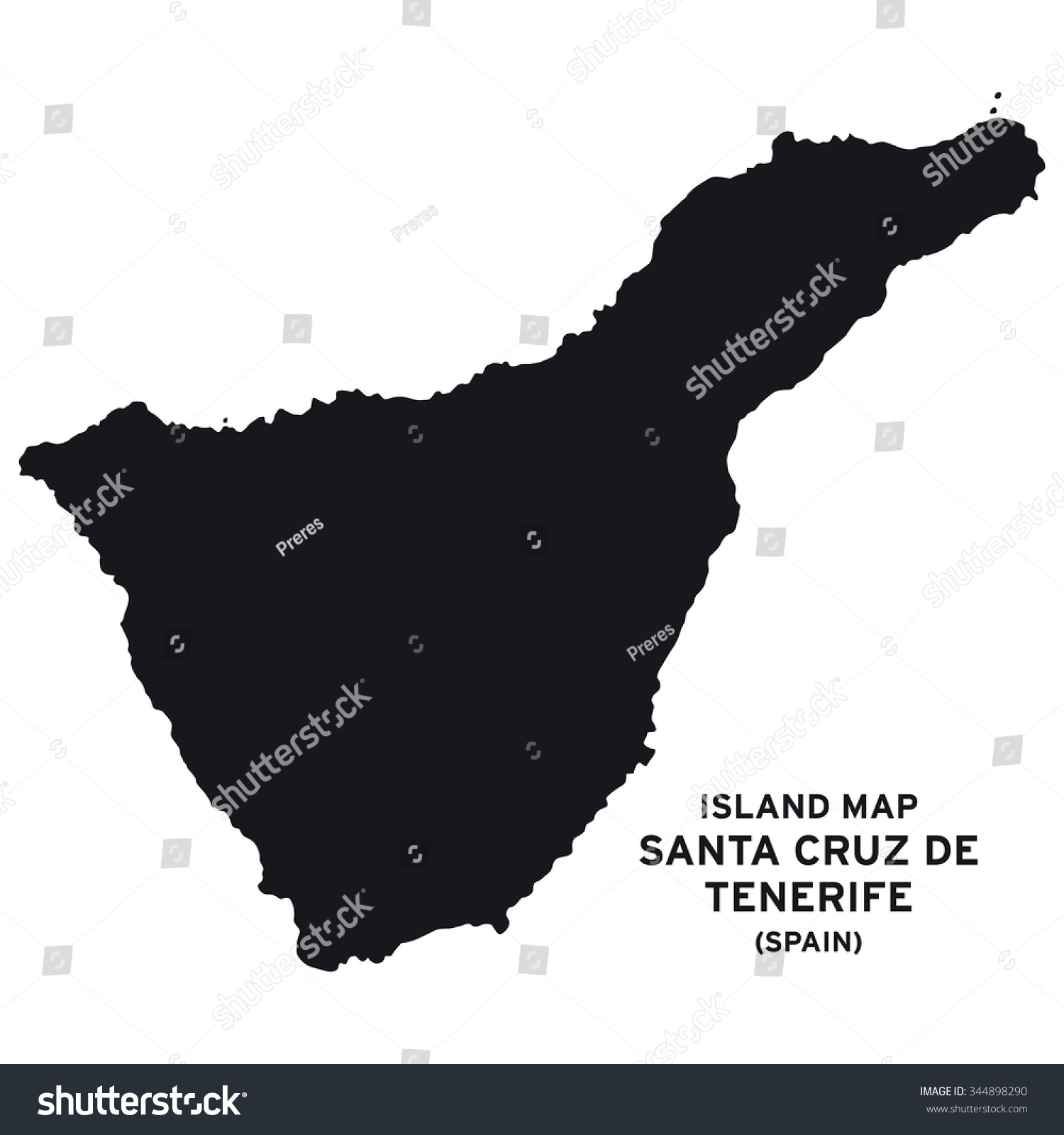 Island Map Santa Cruz De Tenerife Stock Vector Royalty Free