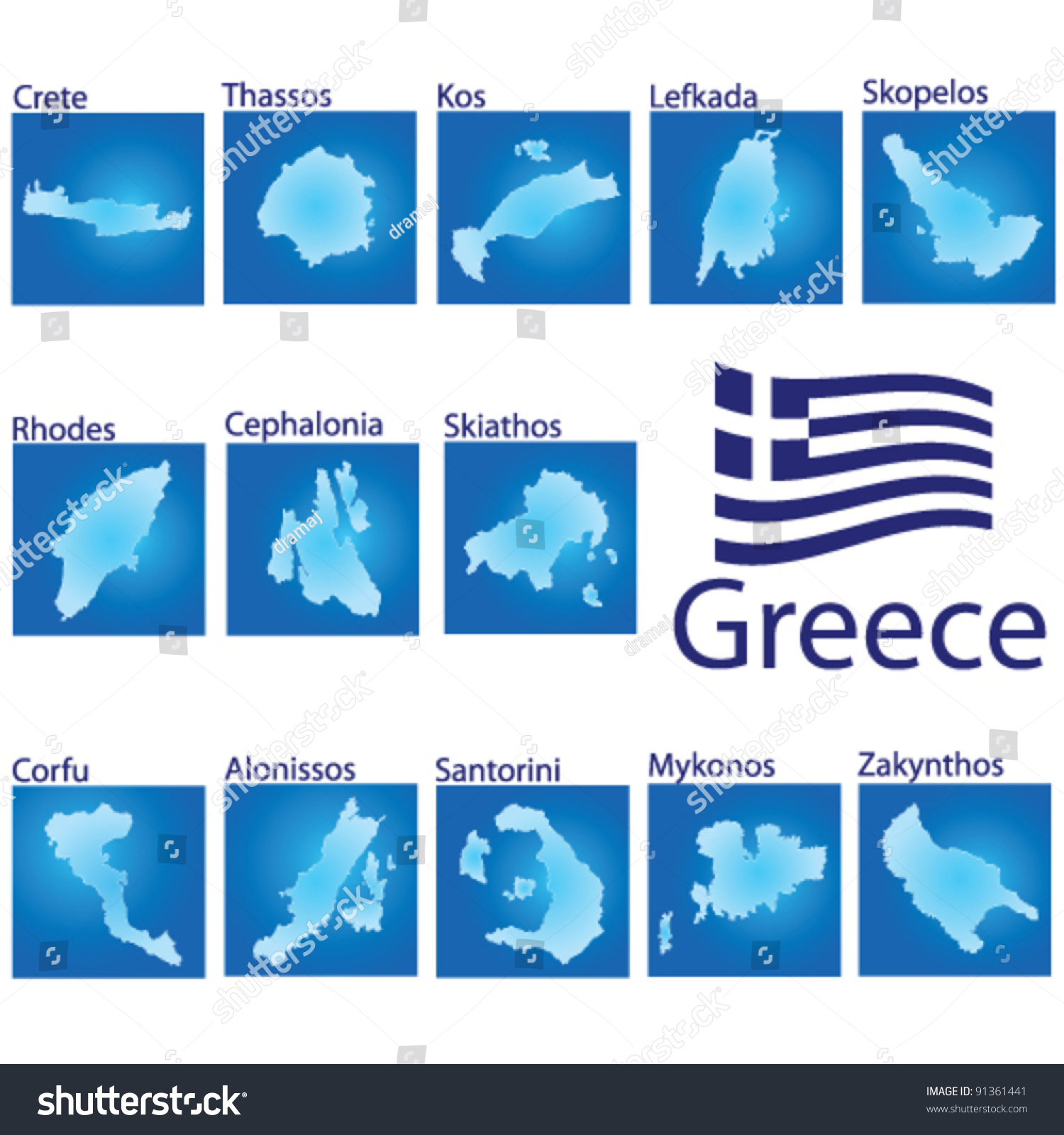 SVG of island map on Greece vector illustration on blue background svg