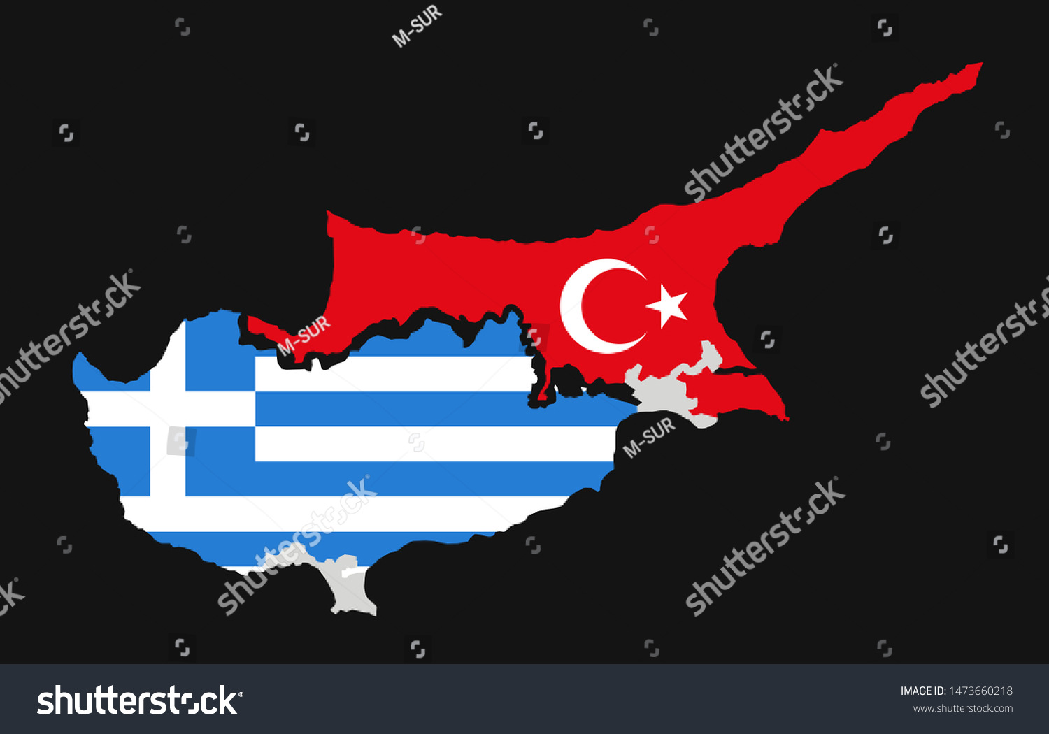 Map Cyprus Greece Turkey Island Cyprus Divided Into Greek Turkish Stock Vector (Royalty Free)  1473660218 | Shutterstock