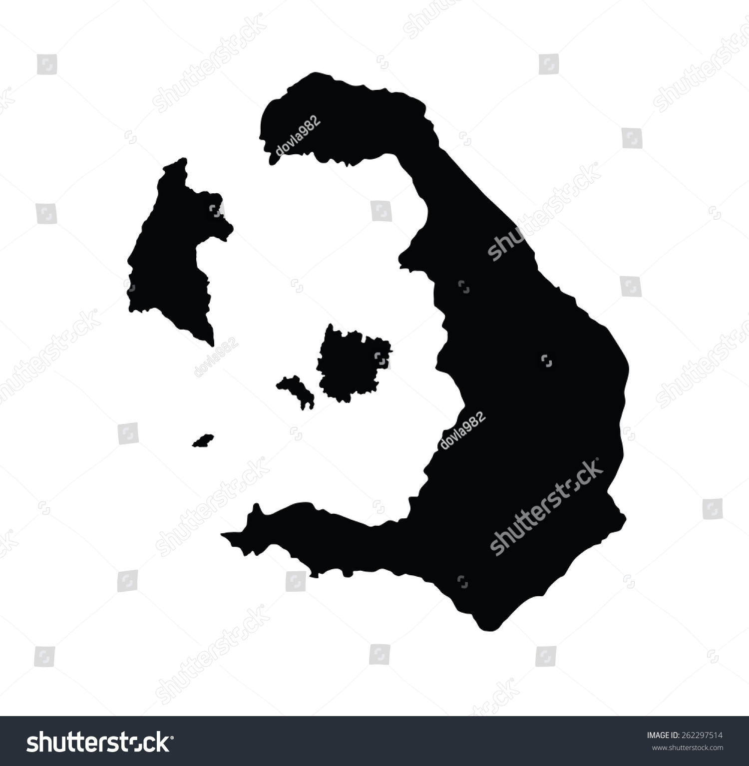 SVG of Island of Santorini in Greece map,vector map isolated on white background. High detailed silhouette illustration.  svg