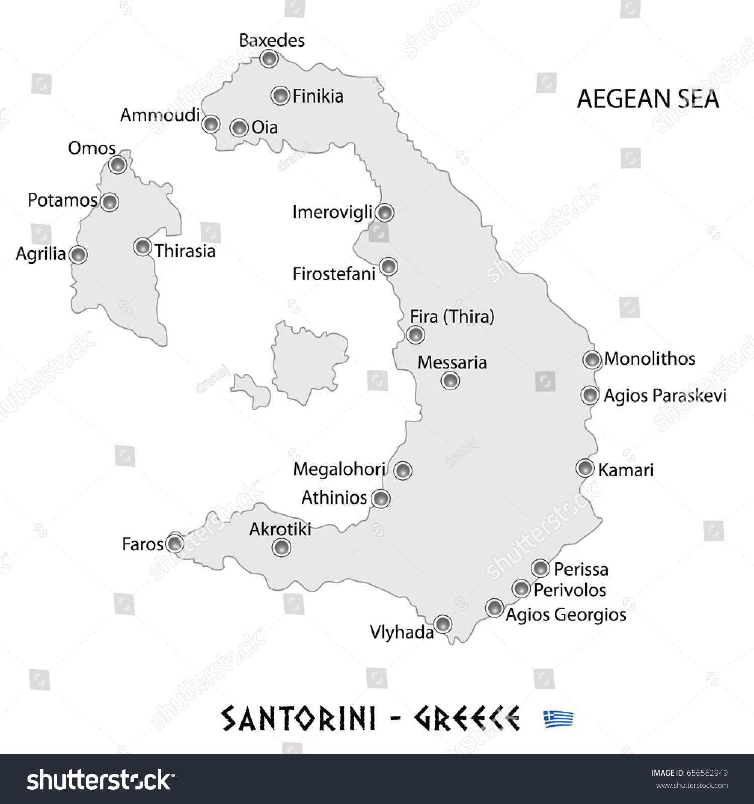 Island Of Santorini In Greece White Map Art Illustration. Island Santorini Greece White Map Art Stock Vector island of santorini in greece white map art illustration. island santorini greece white map art stock vector