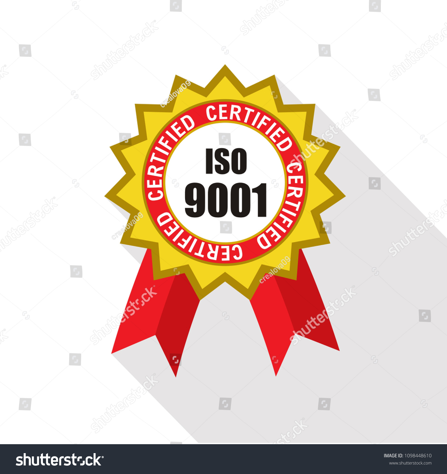 Iso 9001 Certified Badge Vector Stock Vector (Royalty Free) 1098448610 ...