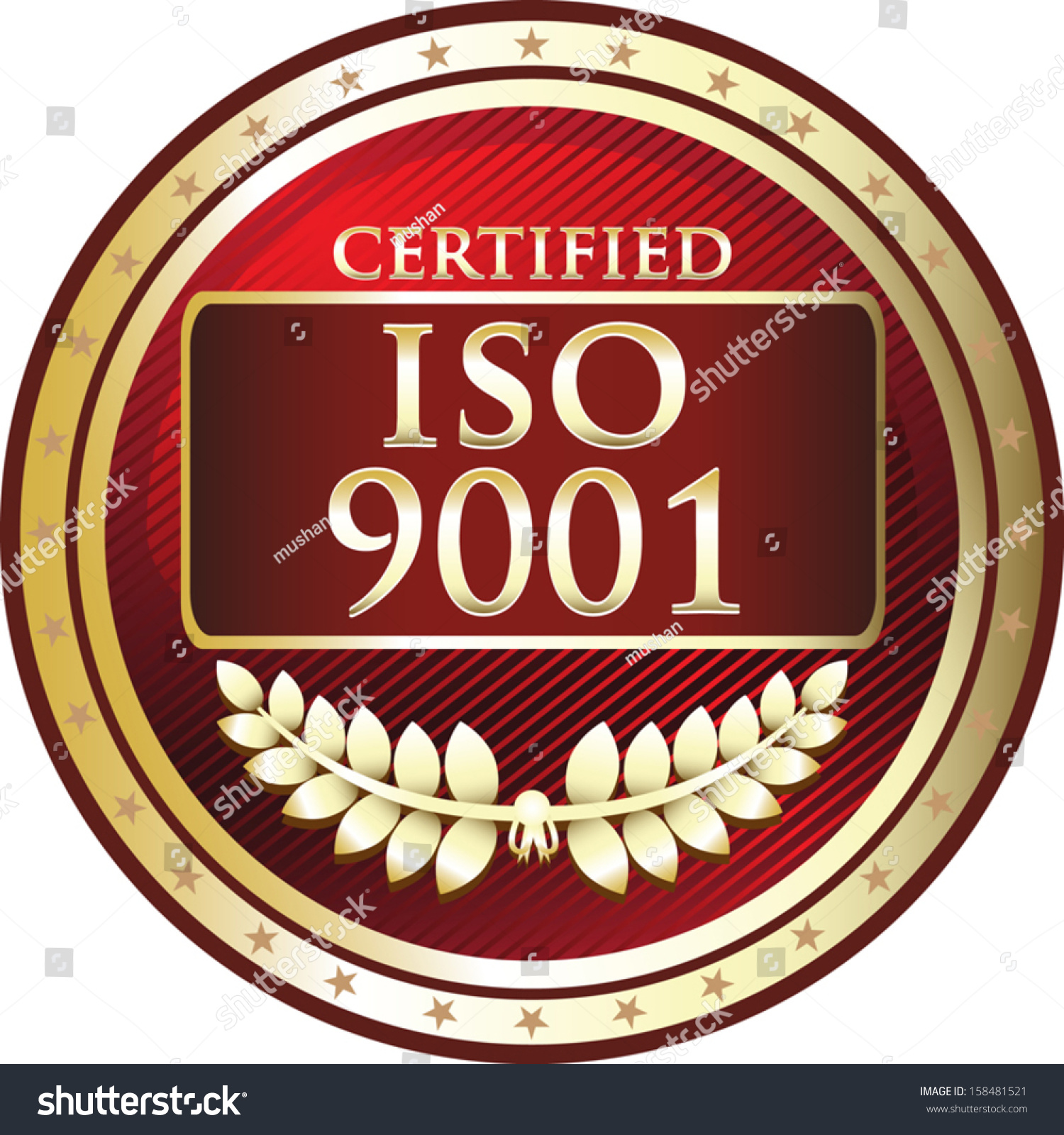 Iso 9001 Certified Red Emblem Stock Vector Illustration 158481521 ...