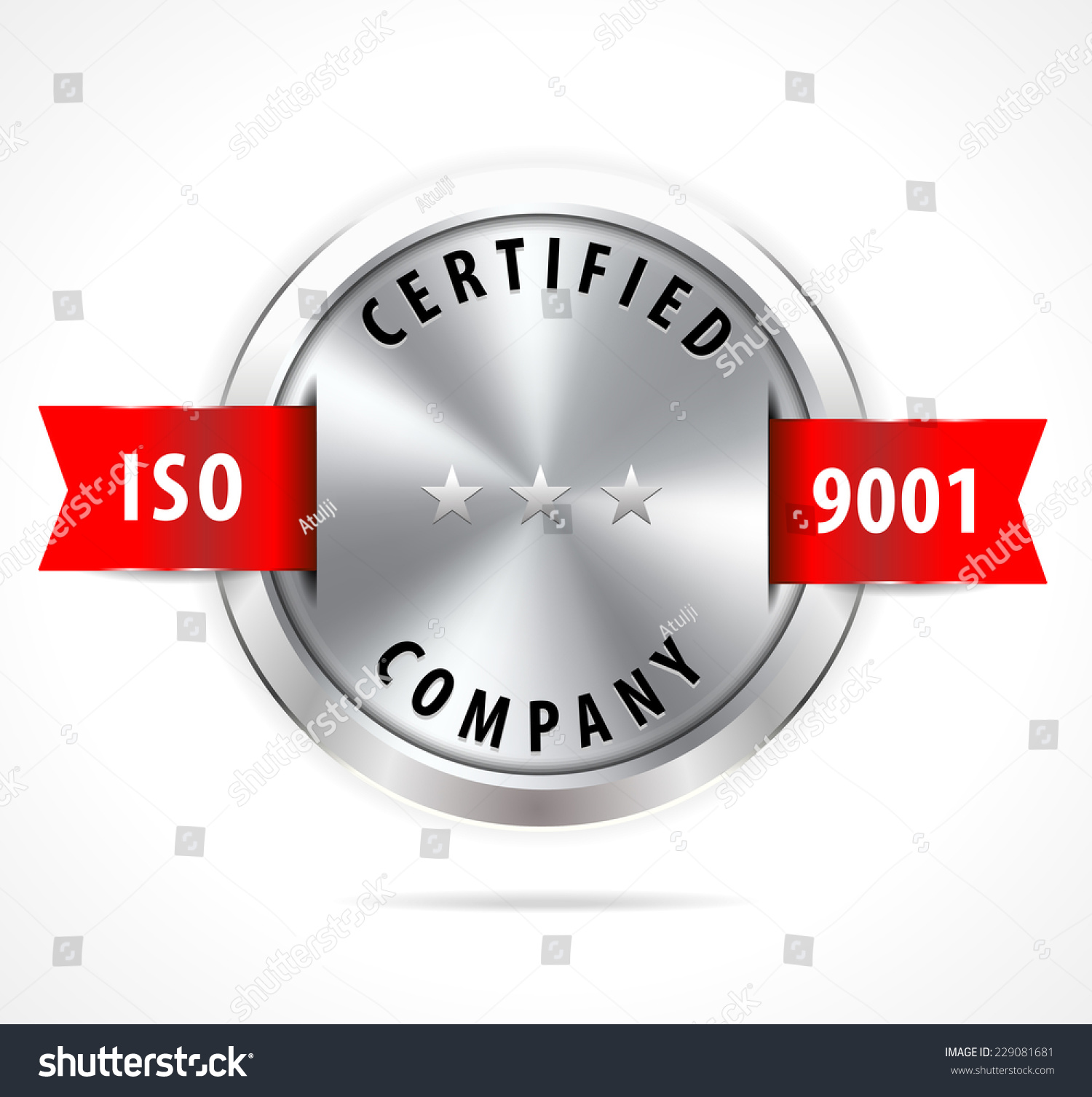 Iso 9001 Certified Silver Badge Red: เวกเตอร์สต็อก (ปลอดค่าลิขสิทธิ์ ...