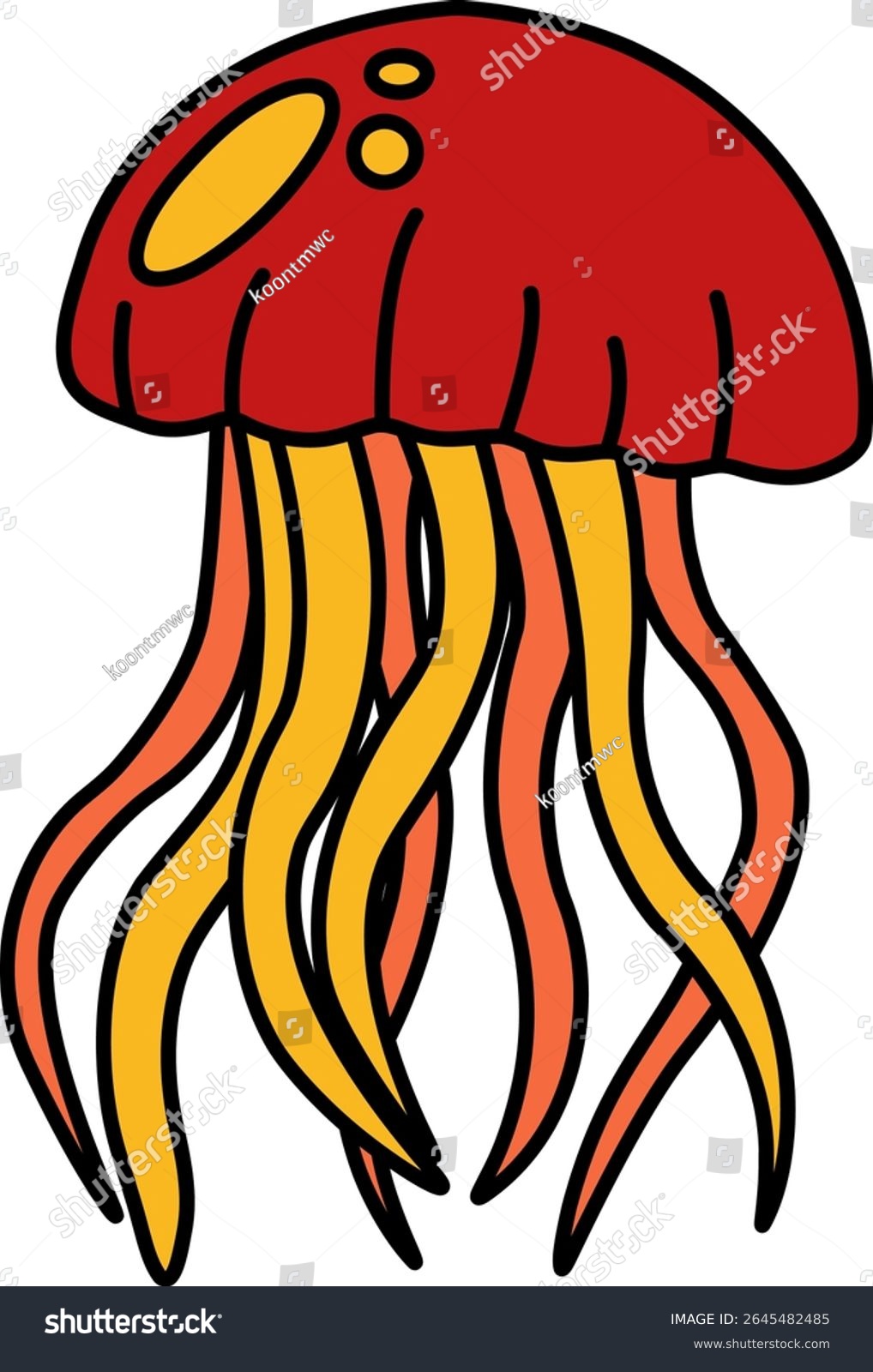 red and yellow jellyfish cartoon clip art preview
