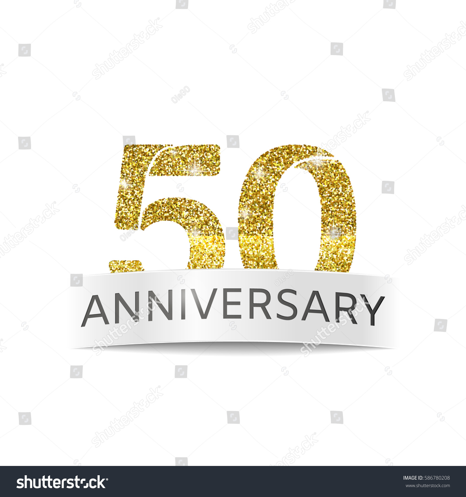 SVG of Isolated abstract Fiftieth birthday anniversary banner vector illustration. Gold glitter logo. svg