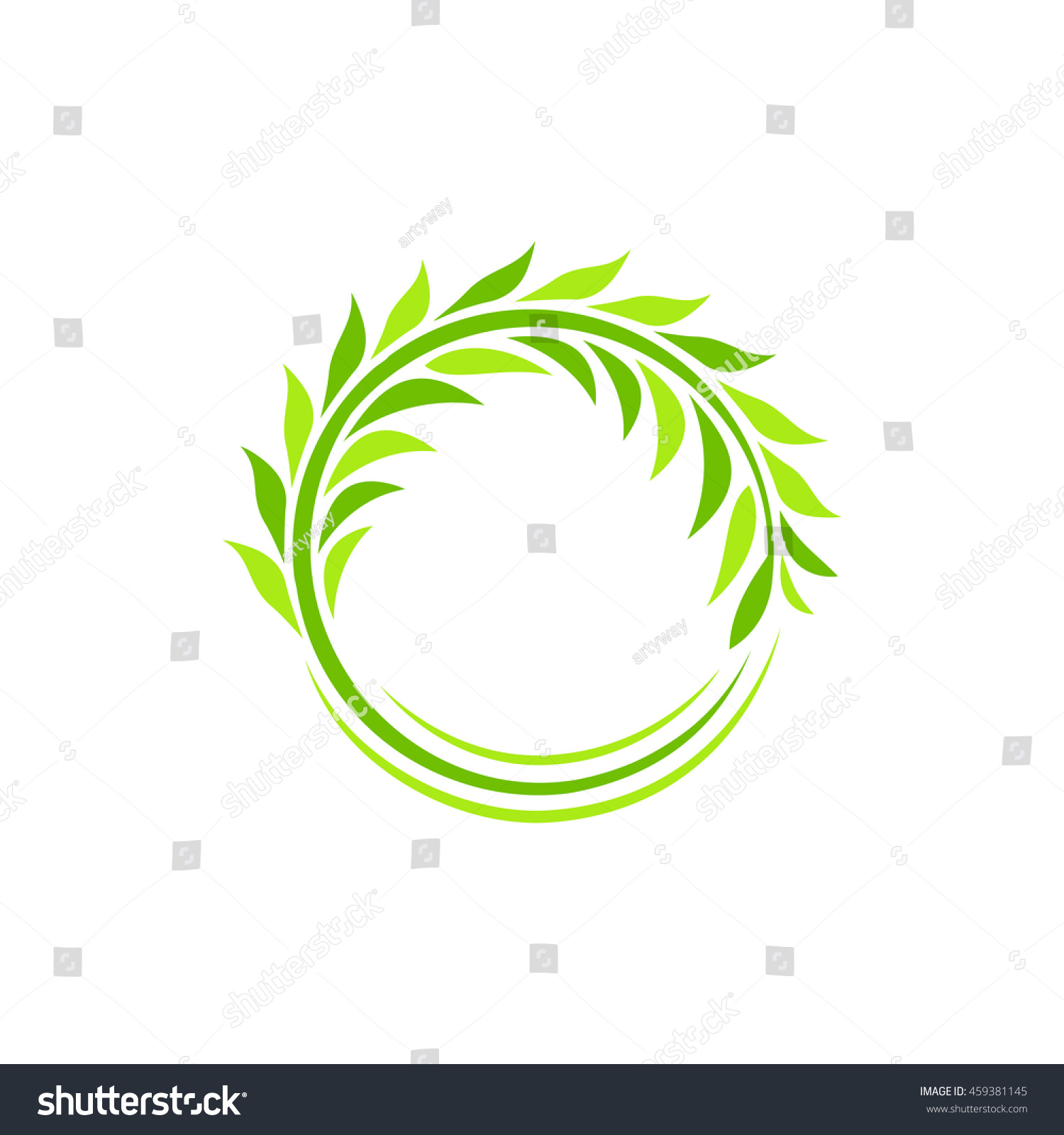 SVG of Isolated abstract round shape green color plant vector logo. Wheat ear logotype. Circular wreath illustration. Agricultural industry element. Leaves sign. Natural symbol. svg