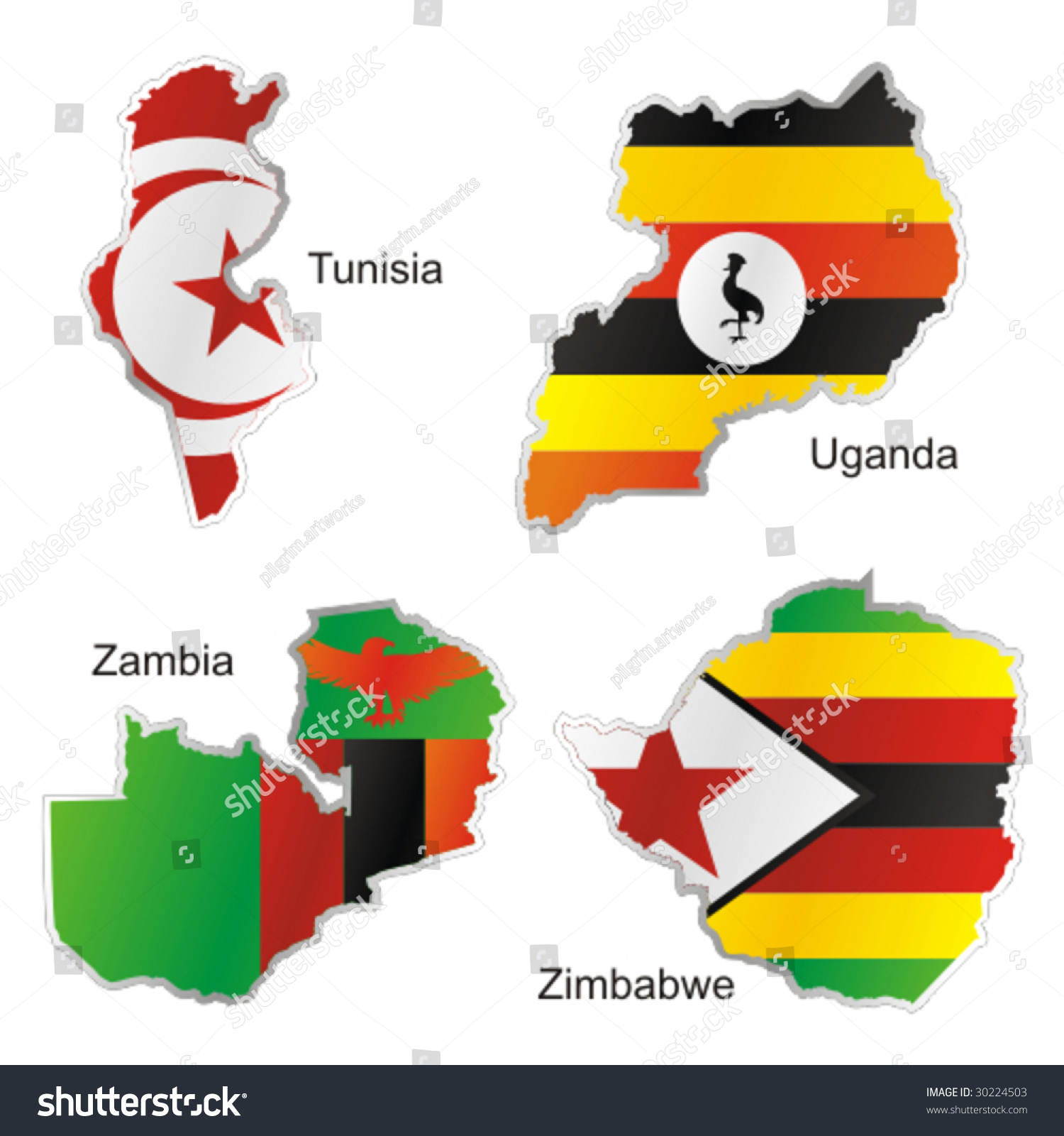 Isolated African Flags Map Shape Stock Vector Royalty Free 30224503 Shutterstock 1729