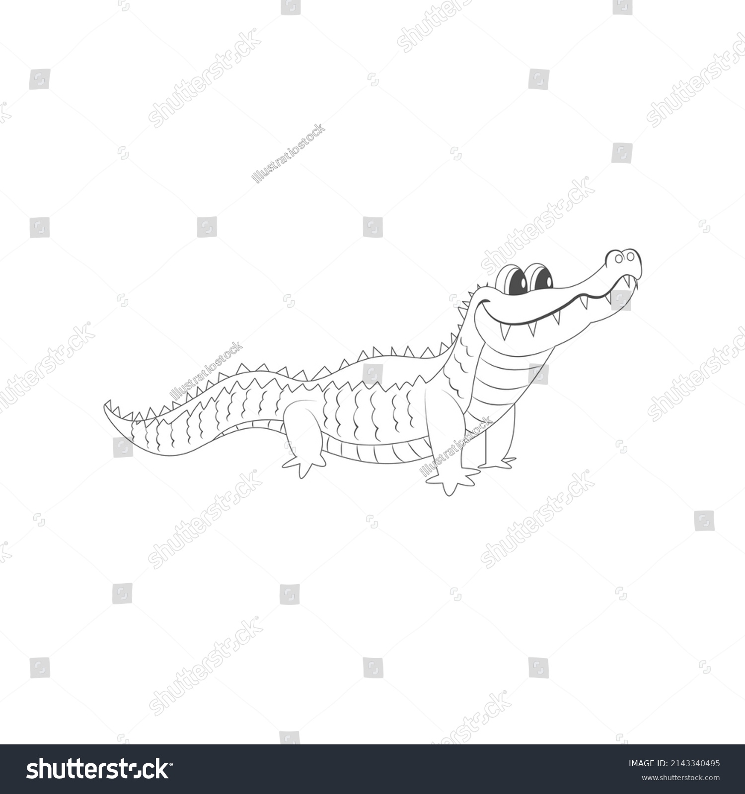 Isolated Alligator Draw Animated Animals Jungle Stock Vector (Royalty ...