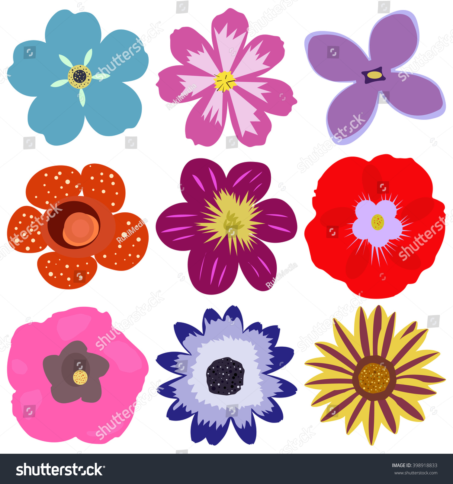 Isolated Colorful Flower Vector Set Eps10 Stock Vector 398918833 ...