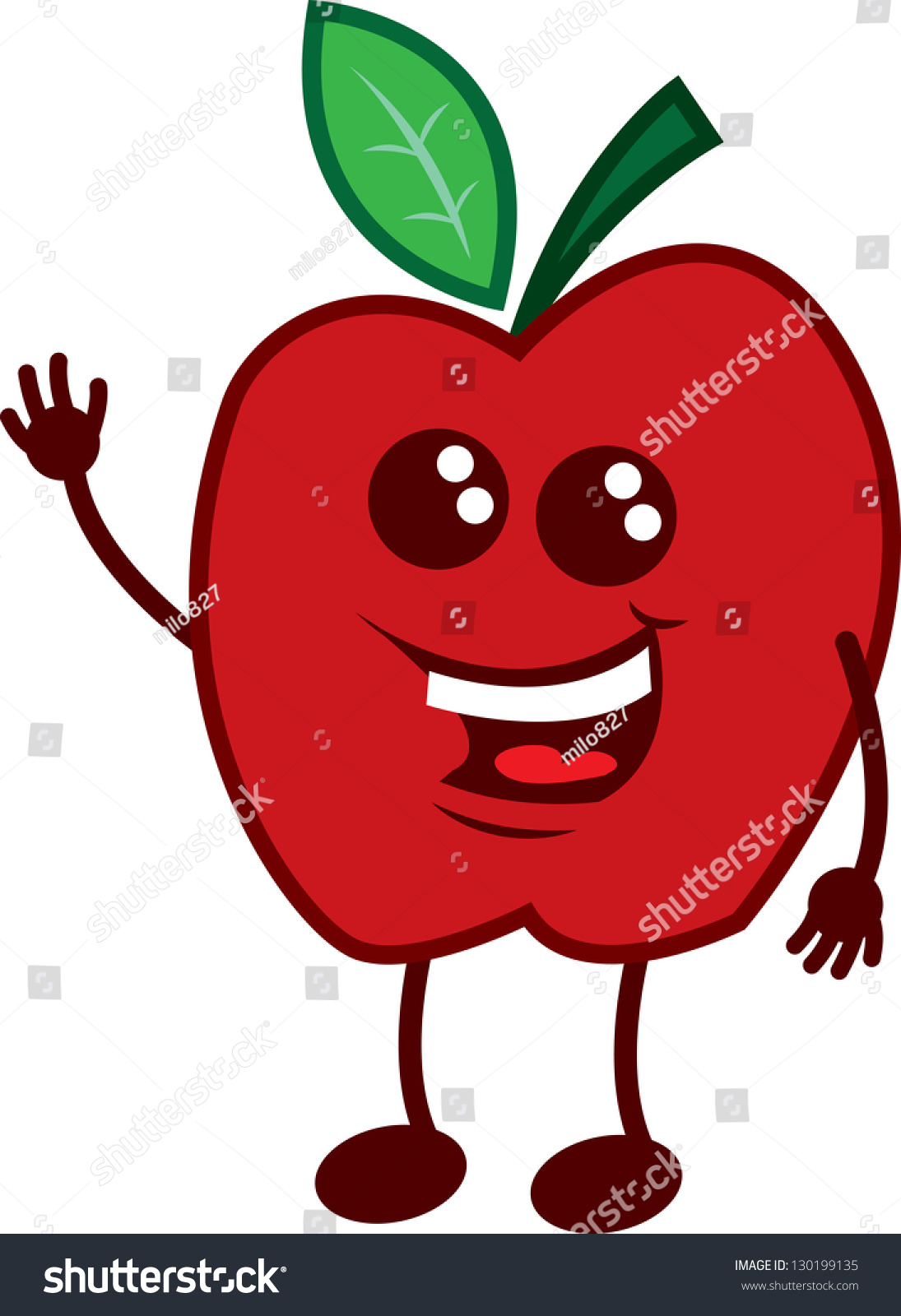 Isolated Apple Cartoon Character Waving Stock Vector (Royalty Free ...