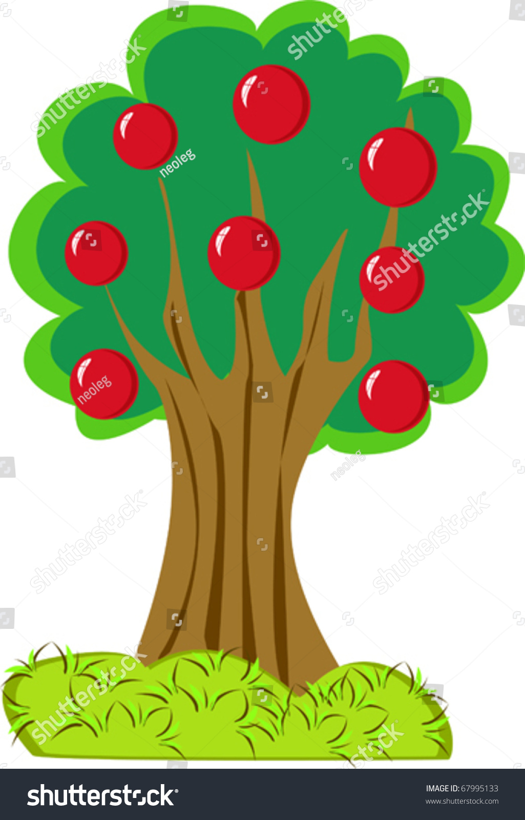 Isolated Apple Tree On White Background Stock Vector Illustration ...