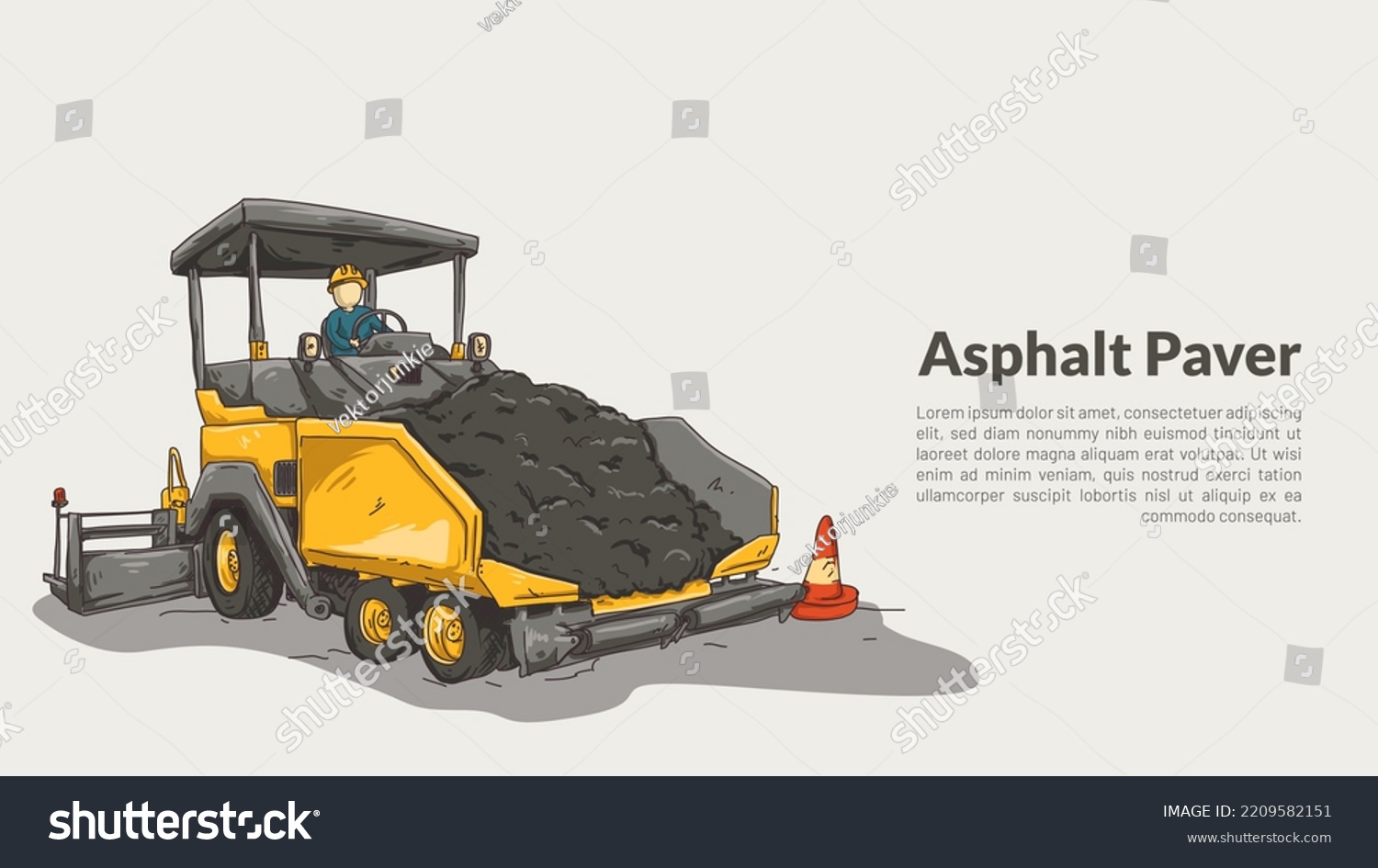 SVG of isolated asphalt paver.asphalt spreader. heavy equipmet rough drawing with editable copy space vector illustration. svg
