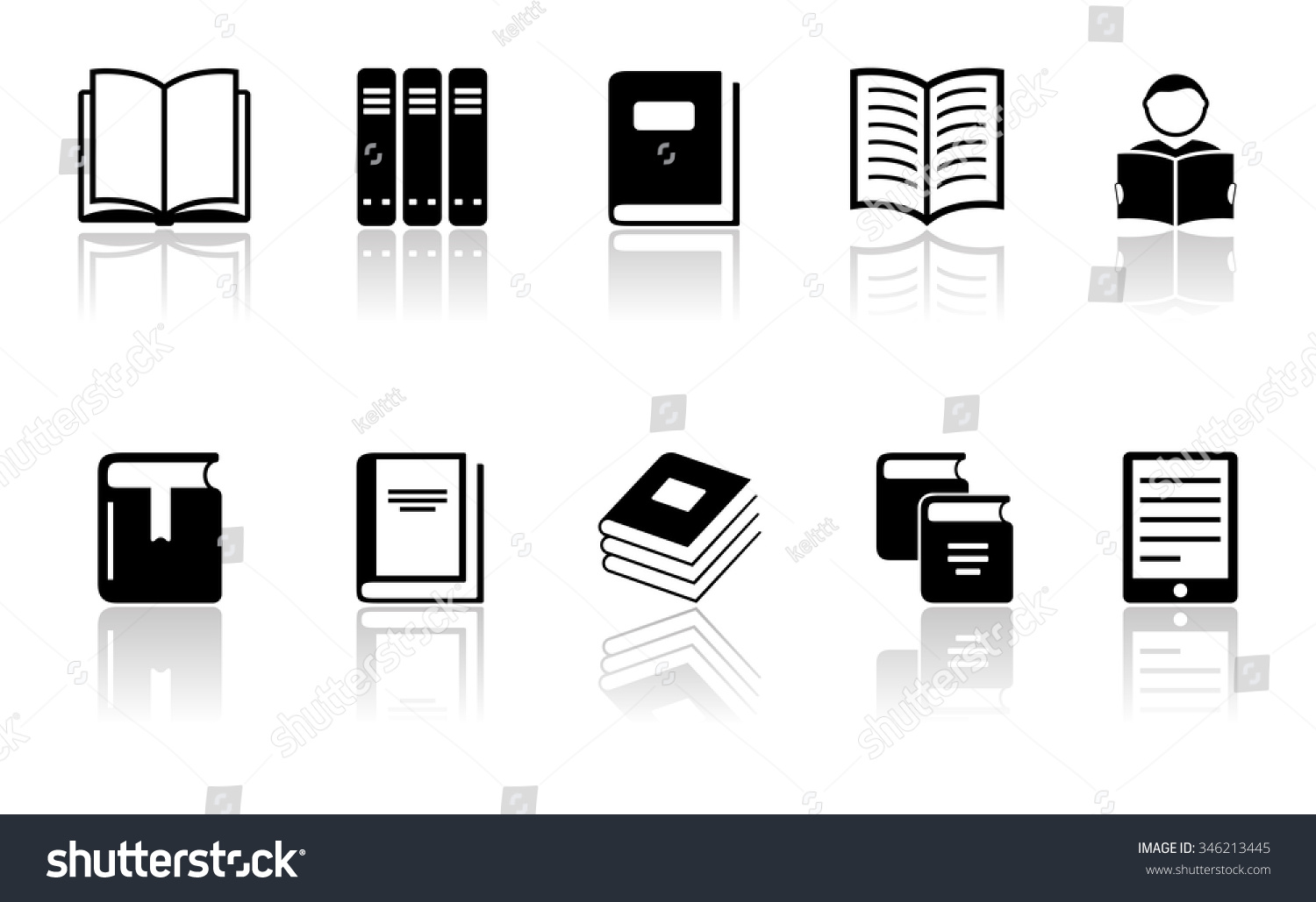 Isolated Black Book Icons Set On 스톡 벡터(사용료 없음) 346213445 - Shutterstock