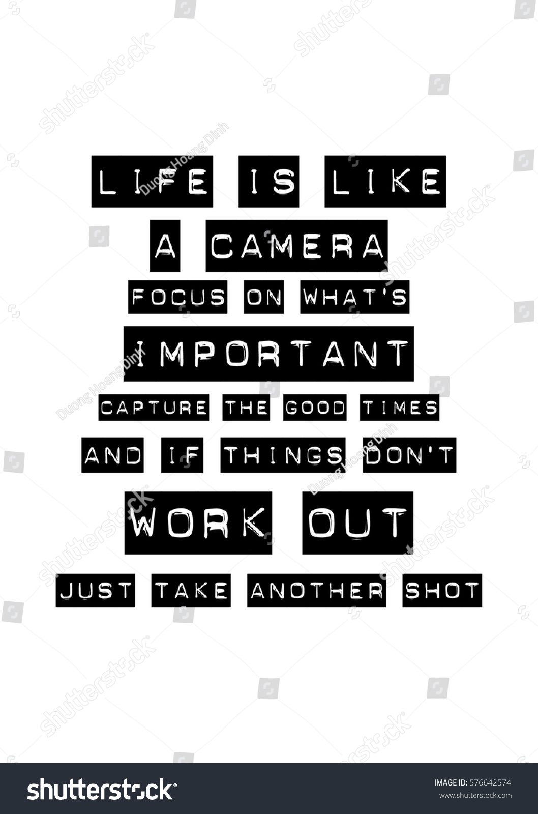 Isolated calligraphy on white background Quote about photography Life is like a camera