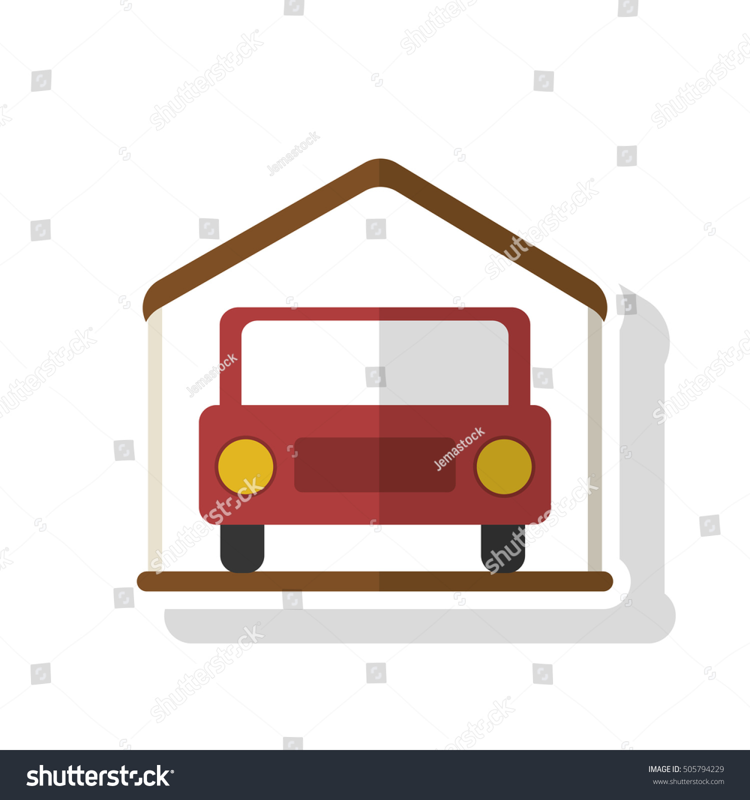 Isolated Car Inside House Design Stock Vector (Royalty Free) 505794229